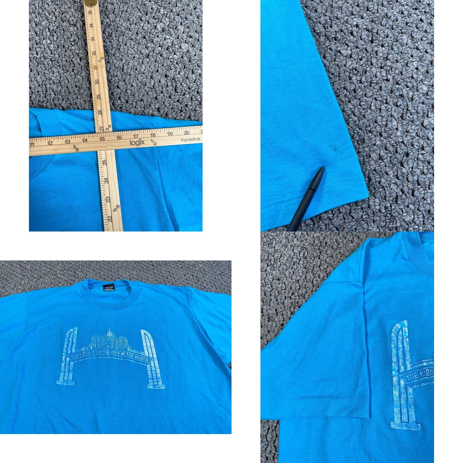 Vintage VTG Reno Nevada T-Shirt Adult XL Blue Screen Stars Single Stitch Crew Neck 90s City Retro Mens Clothing Size US L / EU 52-54 / 3 - 8 Thumbnail
