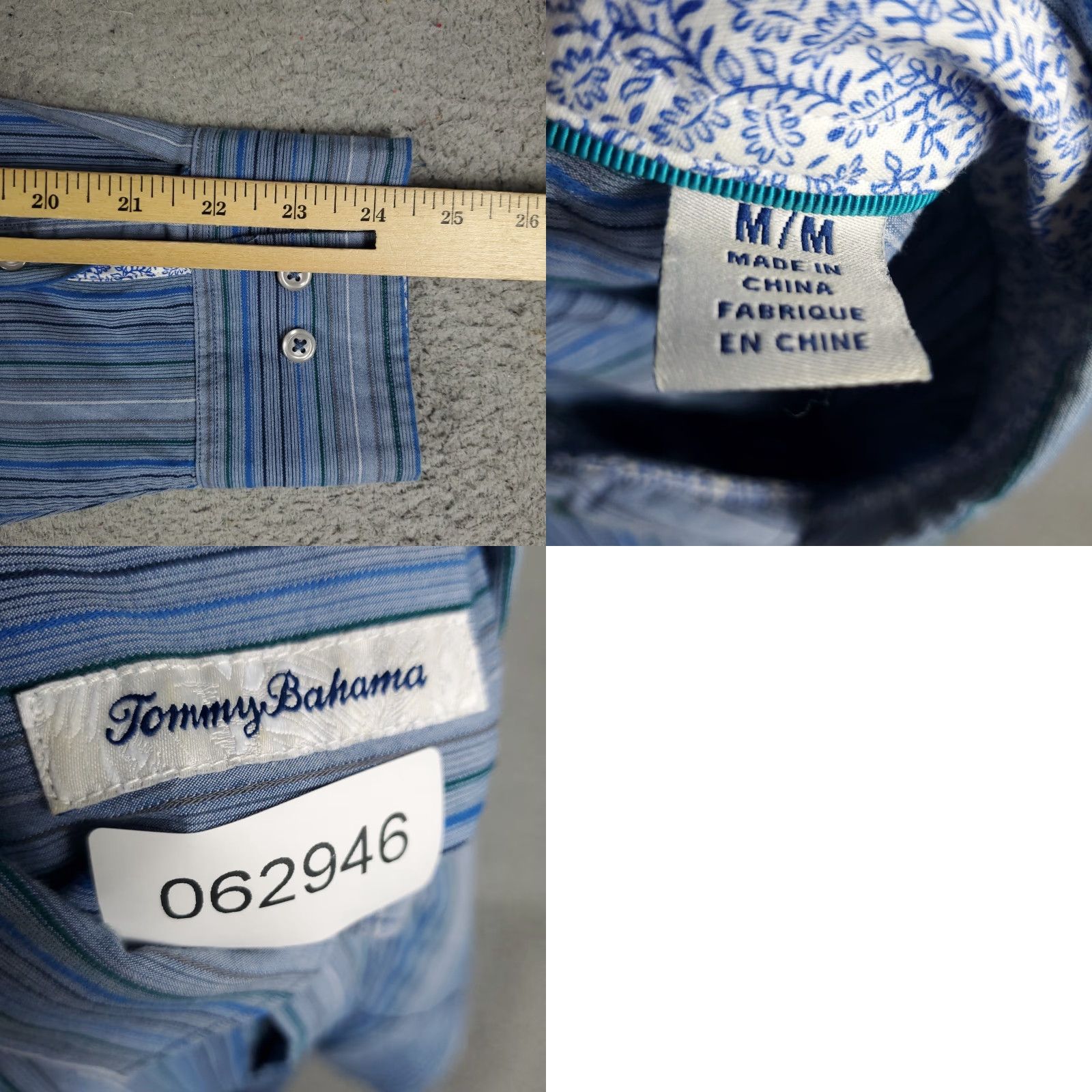 Tommy Bahama Tommy Bahama Shirt Mens Medium Blue Striped Cotton Button-Up Long Sleeve Shirt Size US M / EU 48-50 / 2 - 8 Thumbnail