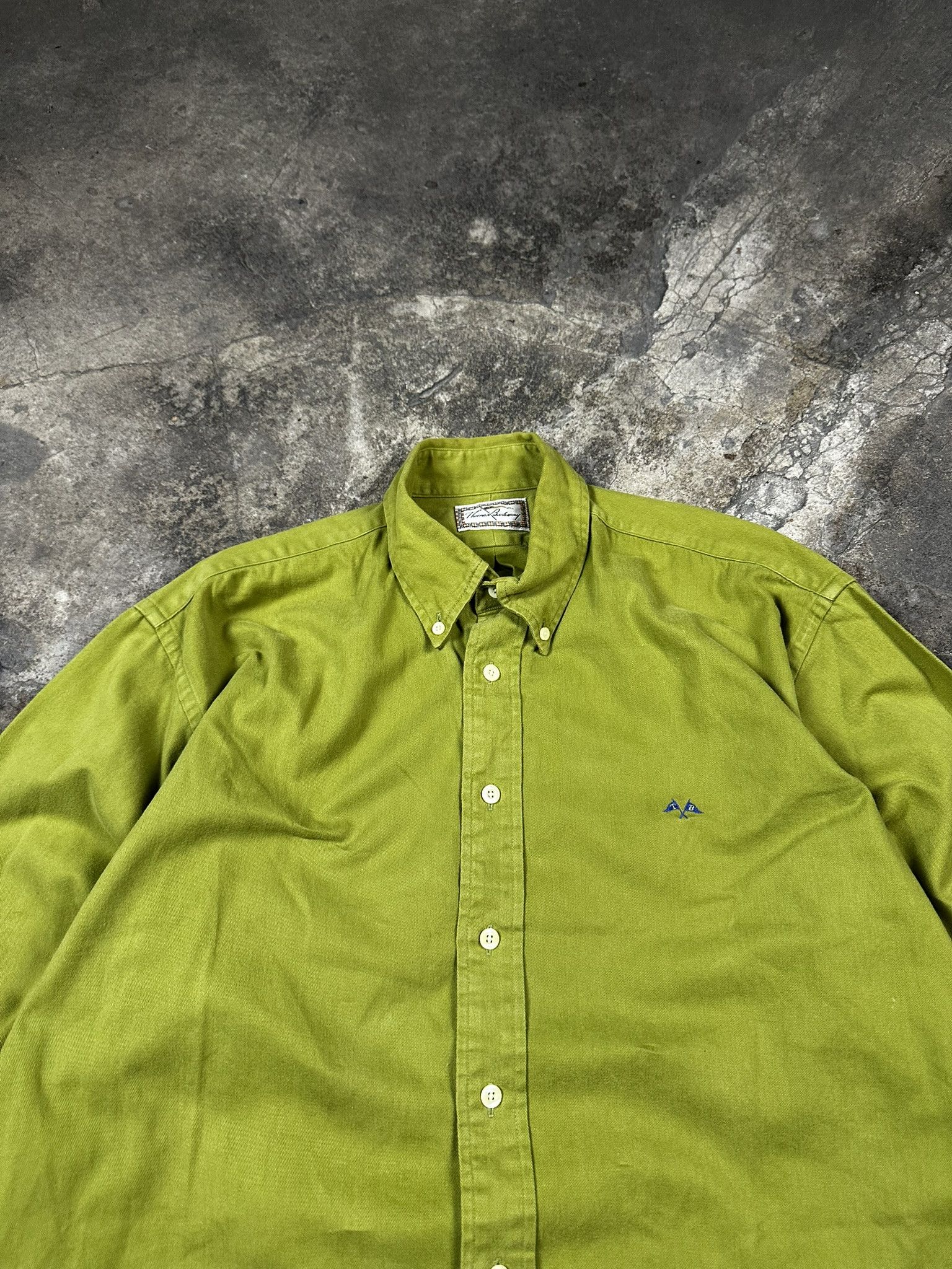 Burberry Vintage Thomas Burberry Green Button Up Shirt Size US L / EU 52-54 / 3 - 2 Thumbnail