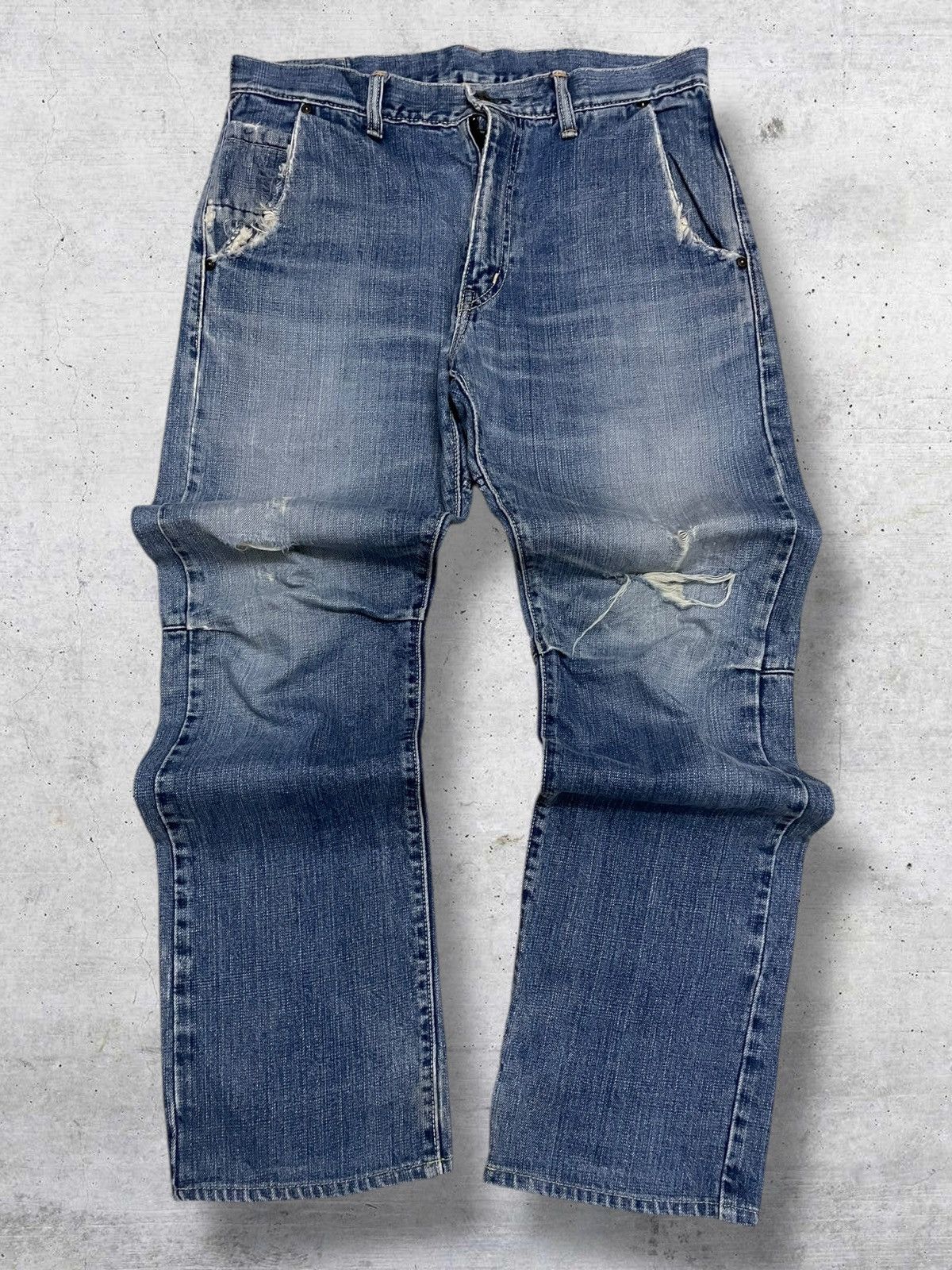 Japanese Brand VINTAGE STUDIO ECRU 90S JAPAN DESIGNER RARE DISTRESSED DENIM Size US 32 / EU 48 - 1 Thumbnail