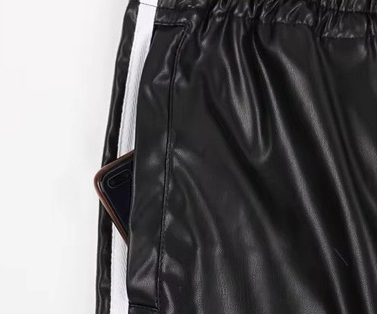 Japanese Brand Elastic Waist Black Soft Pu Leather Sweatpant Size 31" - 11 Thumbnail