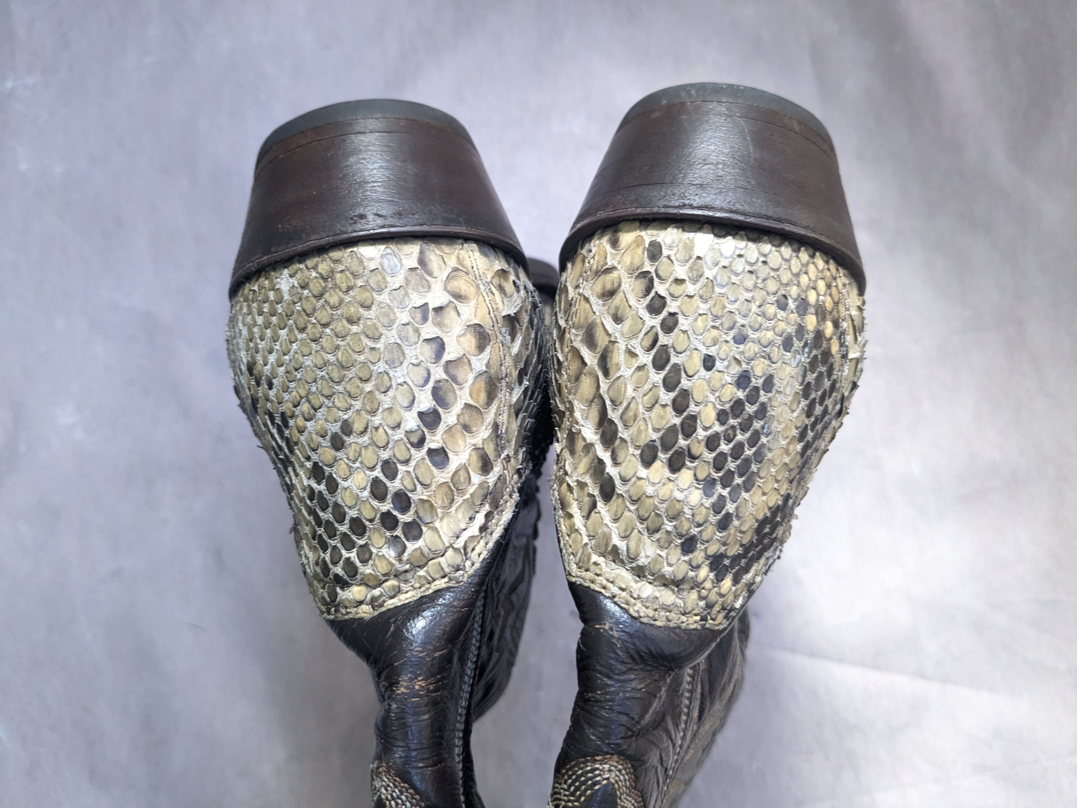 Other Justin Cowboy Boots Snakeskin Python Tan Black Leather 9.5 D Size US 9.5 / EU 42-43 - 15 Thumbnail