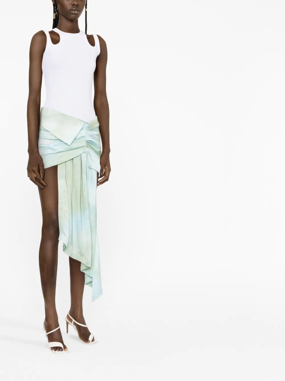 Off-White o1y1225 Maxi Skirt in Light Green/Light Blue Size 26" / US 2 / IT 38 - 2 Thumbnail