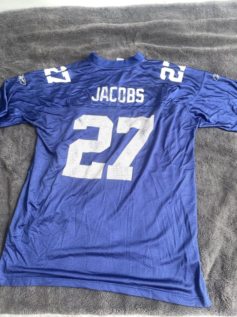 NFL × Reebok Blue Reebok NY Giants XLII Jersey 'JACOBS 27' Size US XXL / EU 58 / 5 - 2 Thumbnail