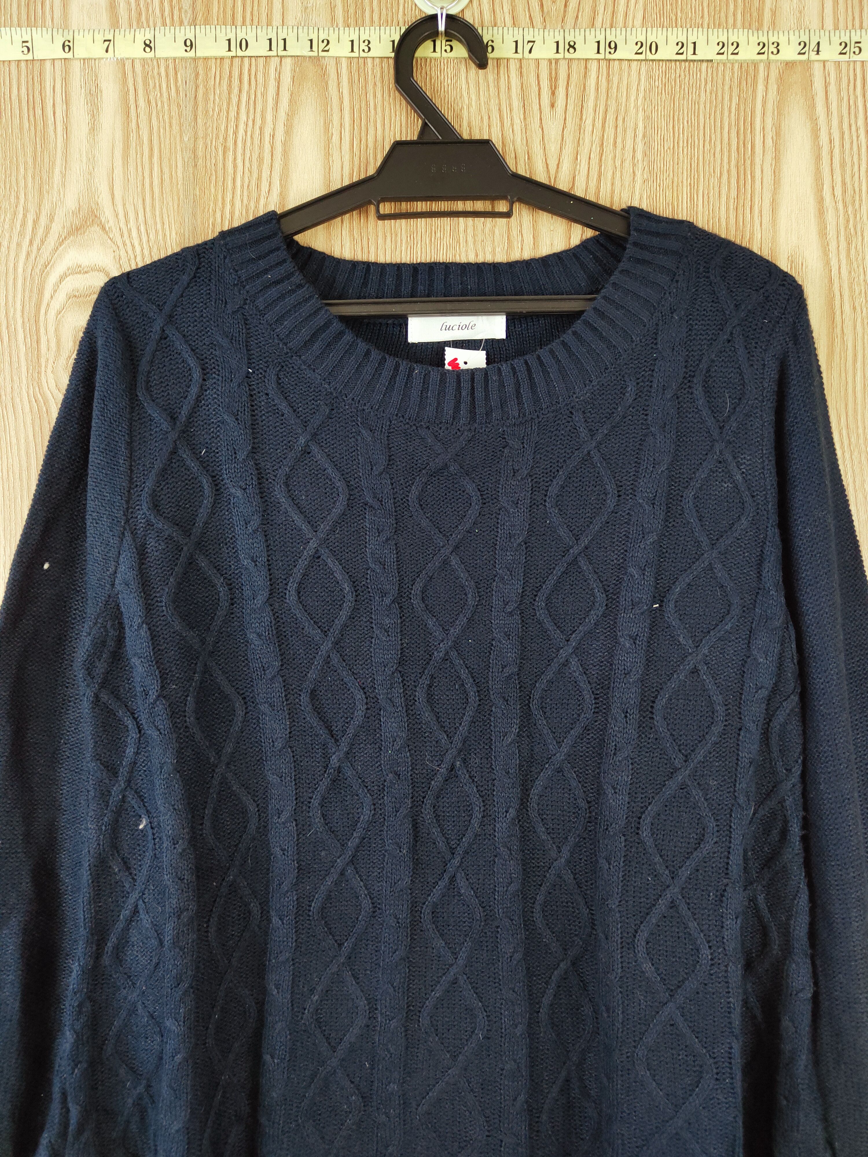 Aran Isles Knitwear × Japanese Brand × Vintage Luciole Navy Knitwear Blouses#W482 Size L / US 10 / IT 46 - 2 Thumbnail