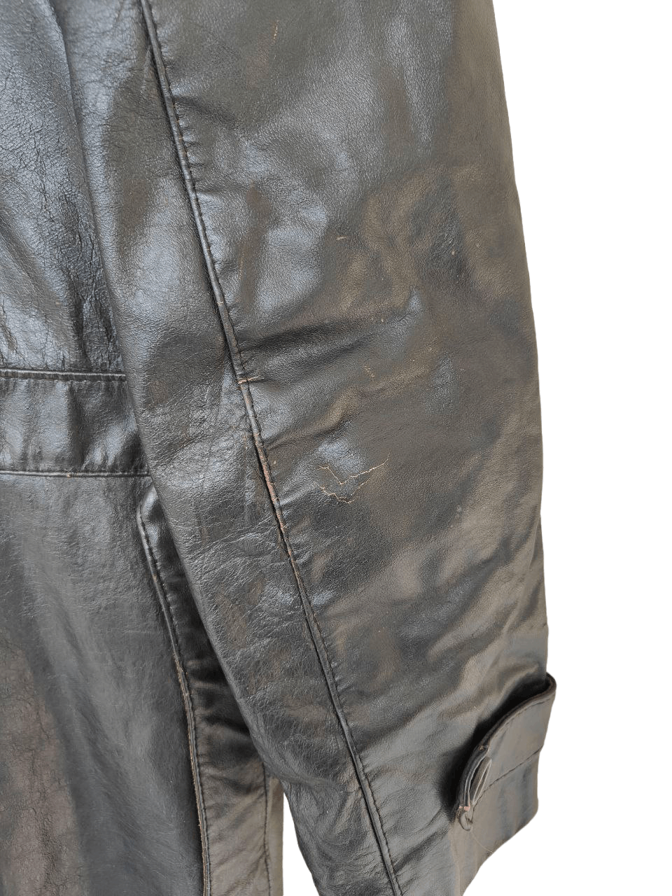 Vintage ❎ Vintage Leather Trench Worn Coat Jacket Size S / US 4 / IT 40 - 13 Thumbnail