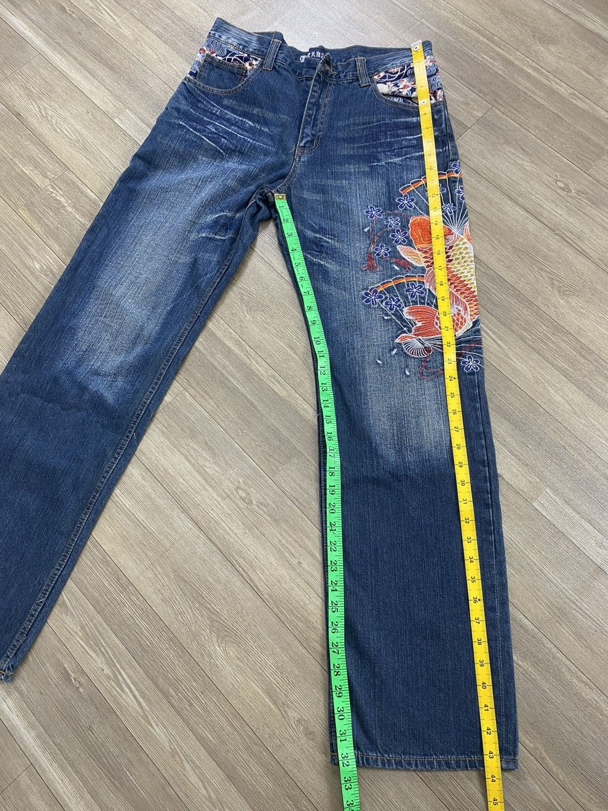 Ed Hardy Vintage Karakuri Tamashi Embroidered Koi Sakura Y2K Jeans Size US 30 / EU 46 - 18 Thumbnail