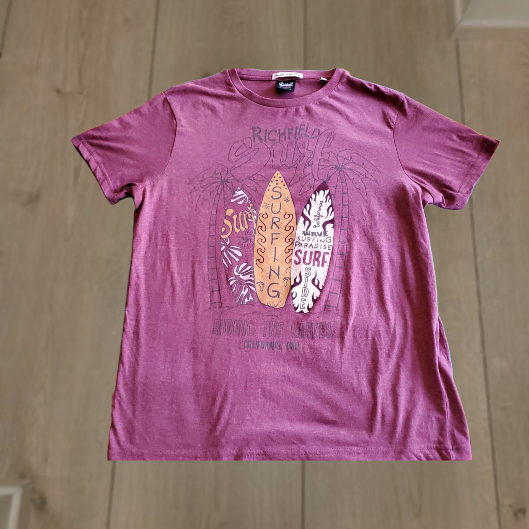 Paradise Richfield Surf T-Shirt Unisex Adults Slim L Wine Short Sleeve Cotton Blend Riding The WAVES Surfing Paradise SZ L Size US L / EU 52-54 / 3 - 1 Thumbnail