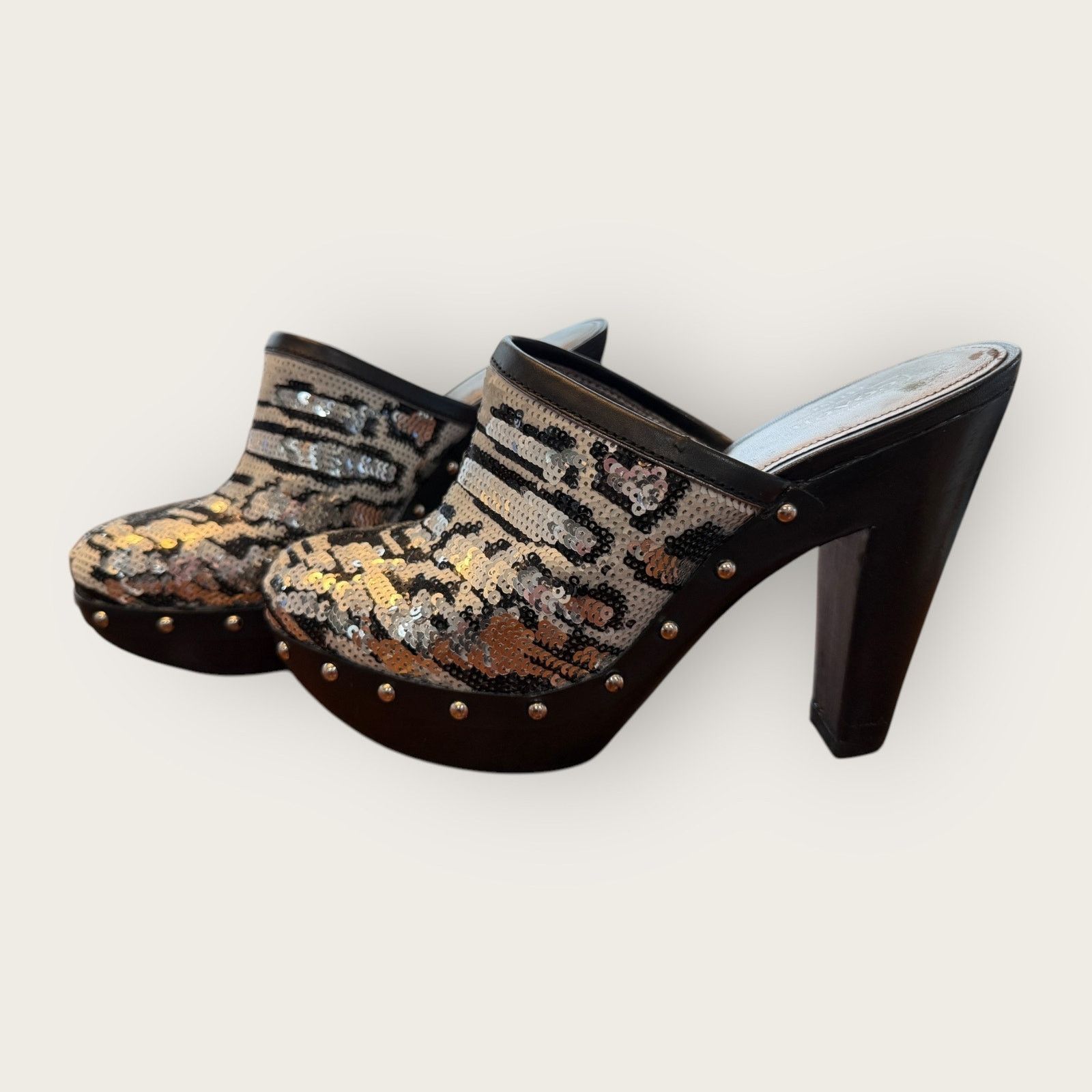 Coach Vintage Coach Bacall Leopard Sequin Platform Clogs Size US 8 / IT 38 - 2 Thumbnail