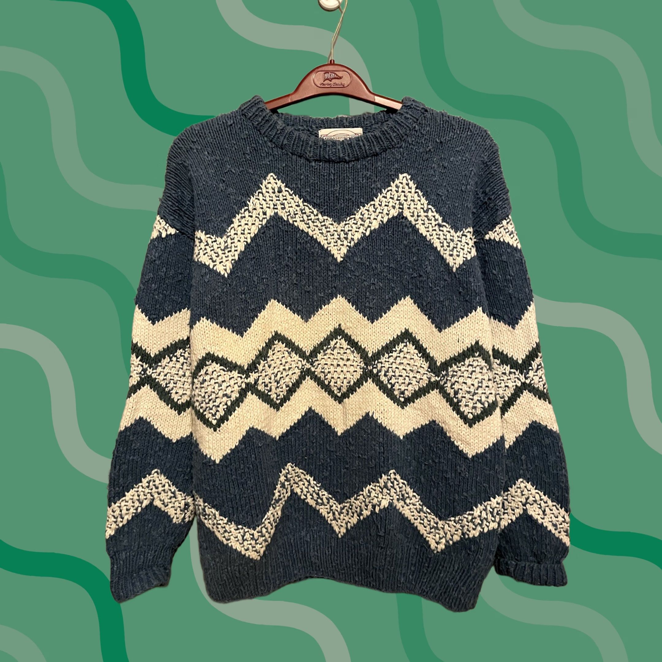 Vintage John Ashford Sport Hard Knits Cotton Sweater Knitted Size L Chunky Blue (E260) Size US M / EU 48-50 / 2 - 1 Thumbnail