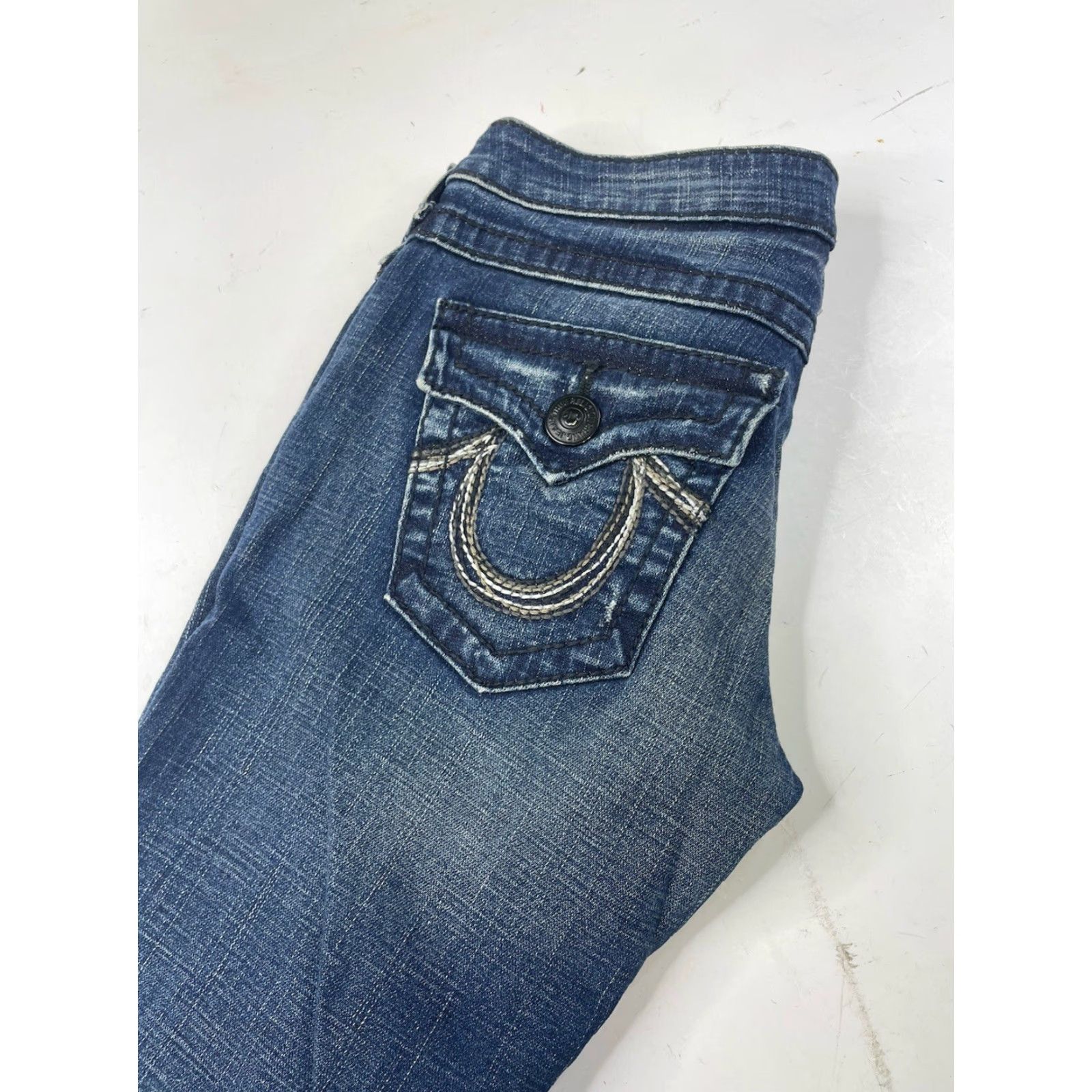 True Religion True Religion Rainbow Billy Jeans Women's 27 Medium Wash Blue Denim Cotton Spandex Skinny Size 27" / US 4 / IT 40 - 4 Thumbnail