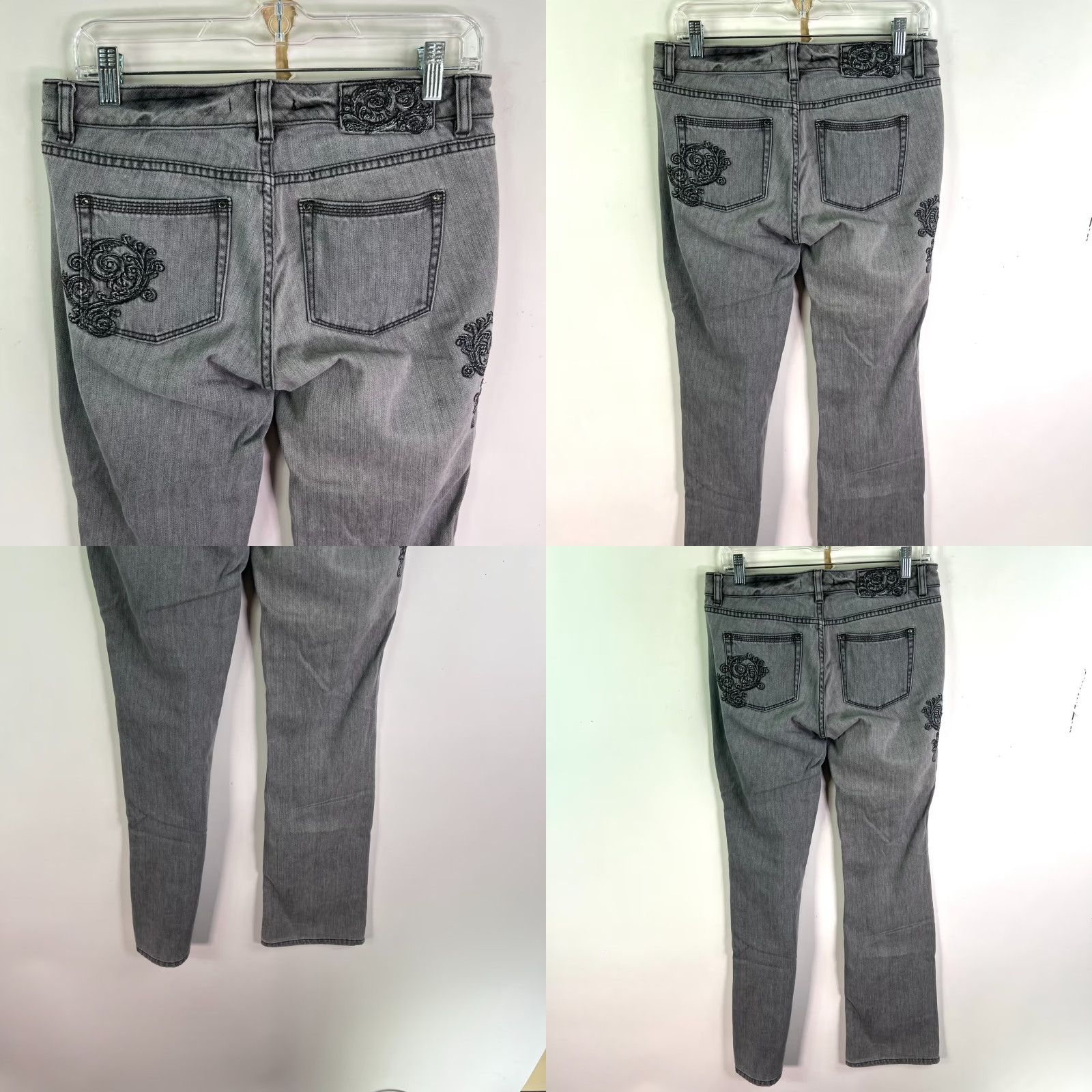 White House Black Market Vintage White House Black Market Denim Jeans Womens SZ 4 Slim Bootcut Low-Rise Embroidered Gray 90s City Size 27" / US 4 / IT 40 - 8 Thumbnail