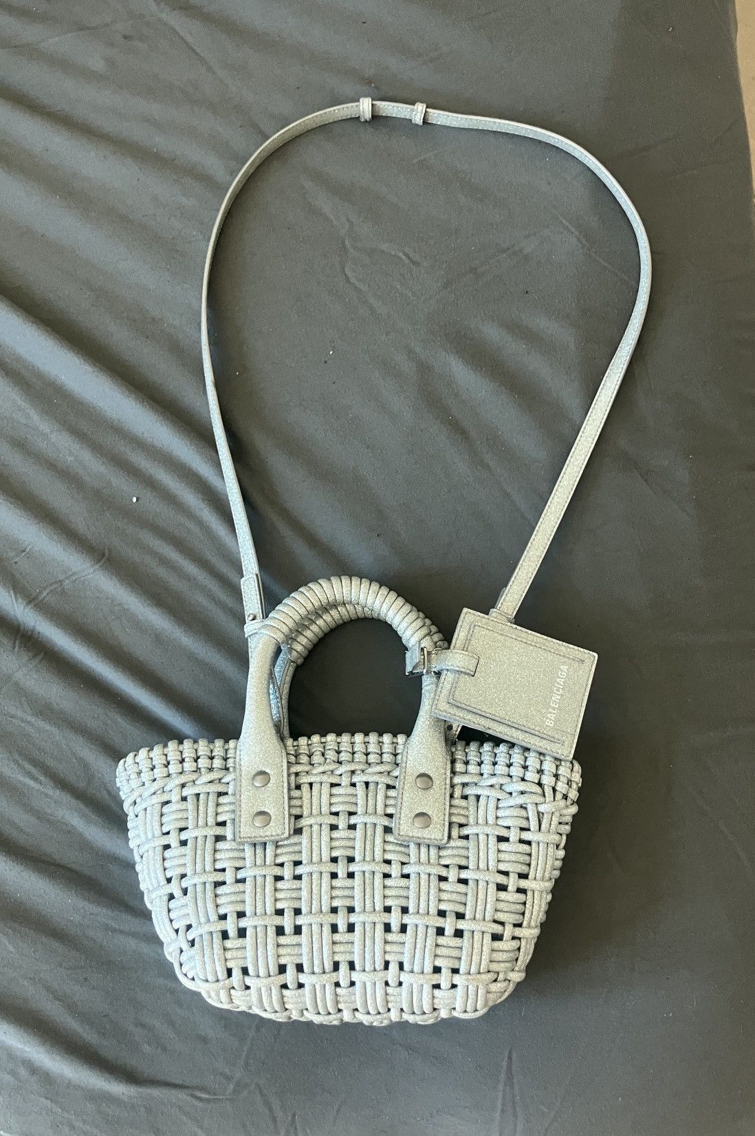 Balenciaga Bistro Bask Metallic Silver Tote Bag