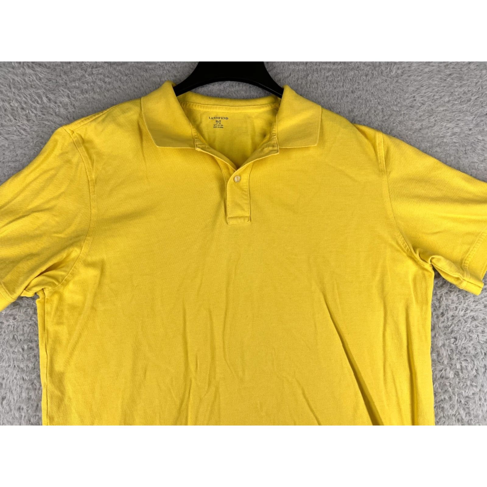 Lands' End Lands' End Polo Shirt Mens Extra Large Yellow Short Sleeve 100% Cotton Golf Knit Logo Embroidered Button - Mens, Polo, XL, Yellow, Lands' End Size US XL / EU 56 / 4 - 6 Thumbnail