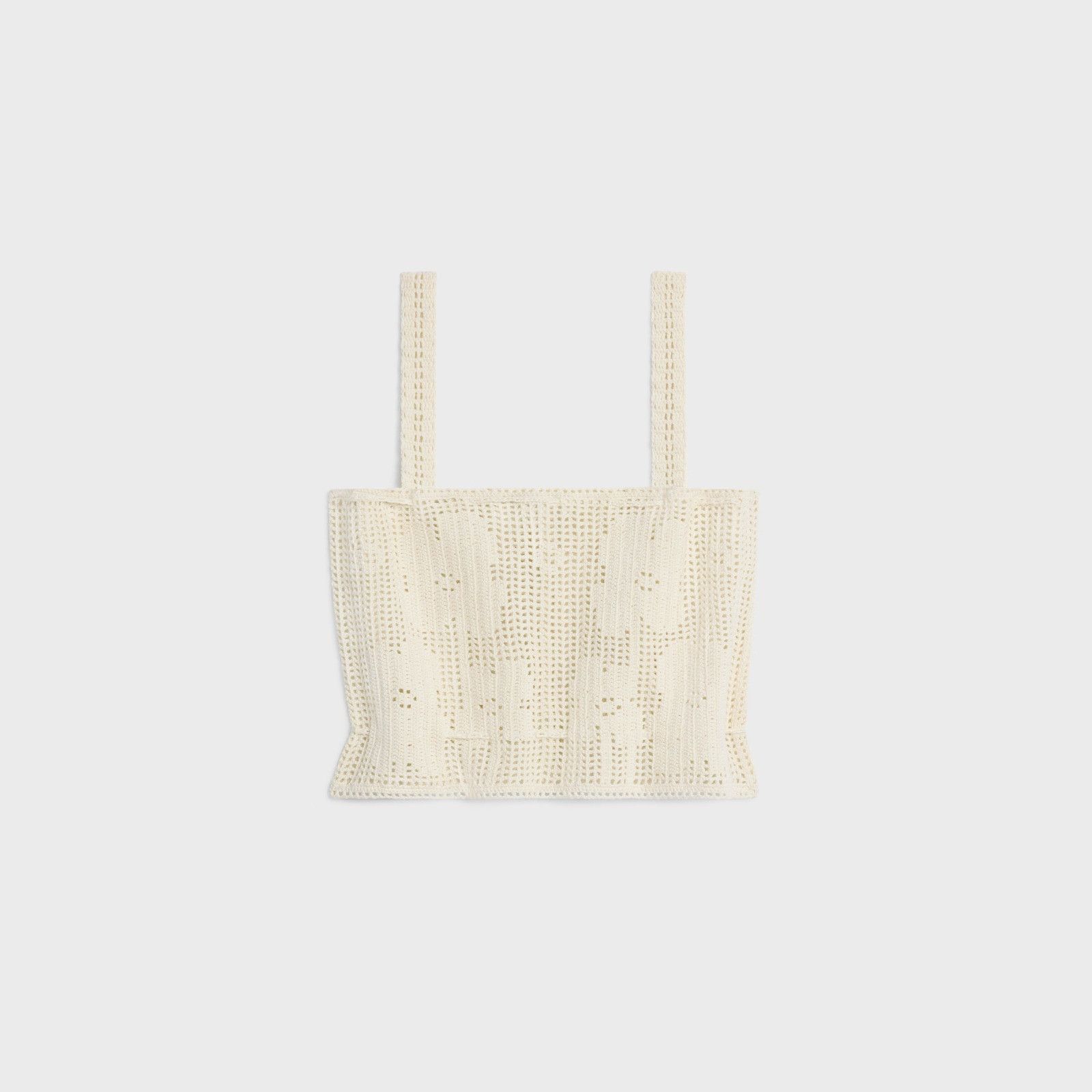 Celine os11x0526 Floral Hand-Crocheted Crop Top in Off White Size S / US 4 / IT 40 - 2 Thumbnail