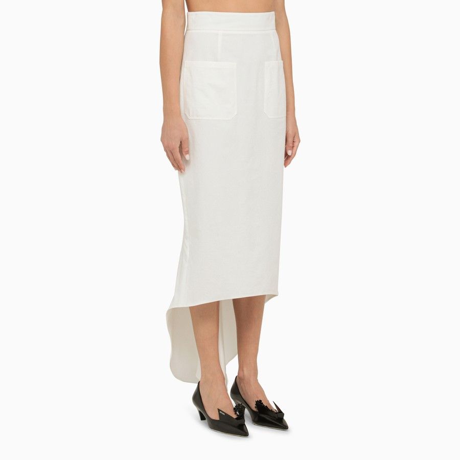 Prada o1d2blof0924 Midi Skirt in White Size 26" / US 2 / IT 38 - 3 Thumbnail