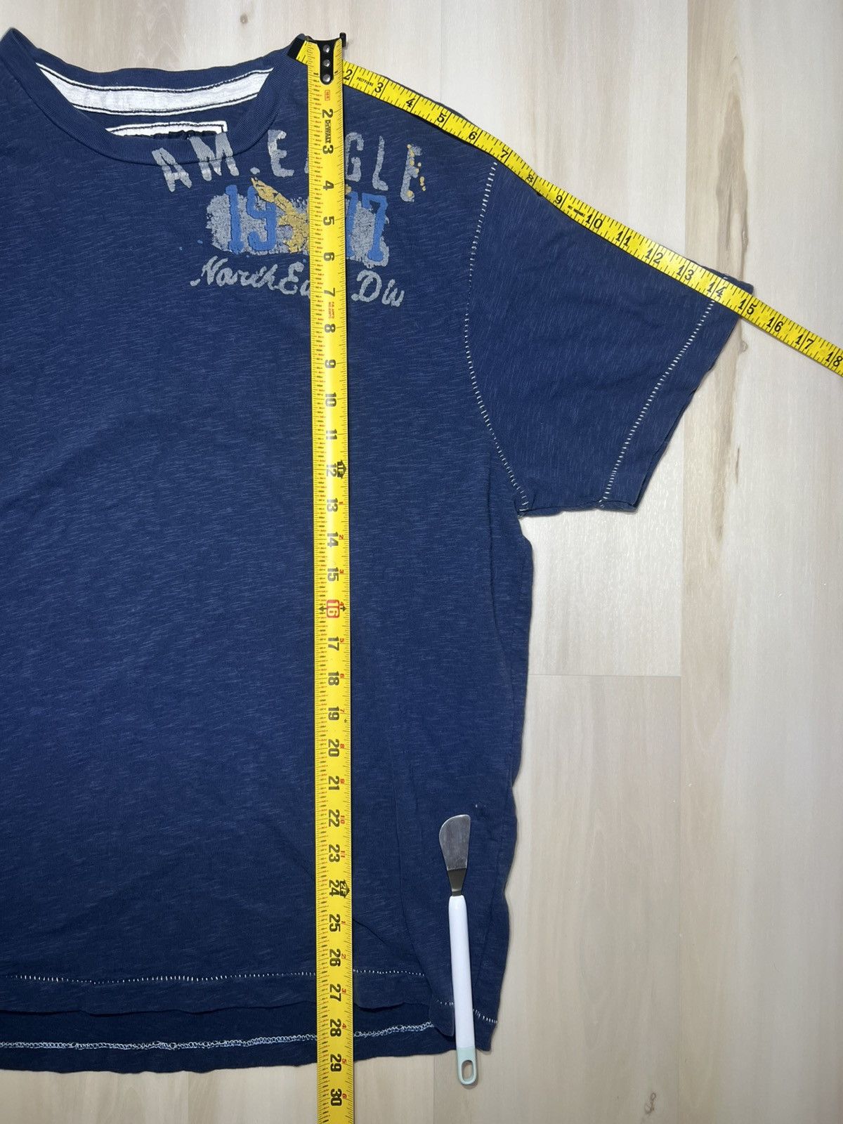 American Eagle Outfitters Y2K American Eagle Men’s Sz Med Navy S/S Tee Double Sided Size US M / EU 48-50 / 2 - 6 Thumbnail