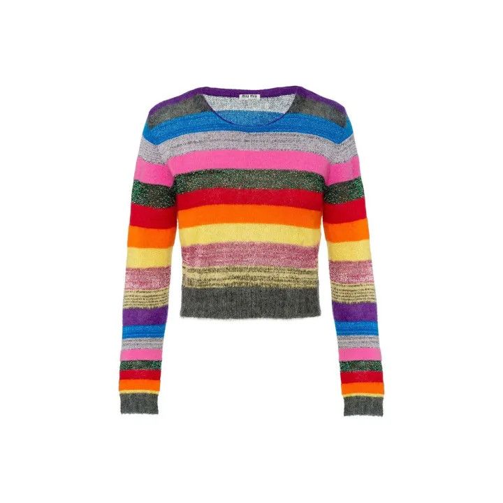 Miu Miu Miu Miu Rainbow Striped Knit Sweater for Women 0079 Size S / US 4 / IT 40 - 1 Thumbnail