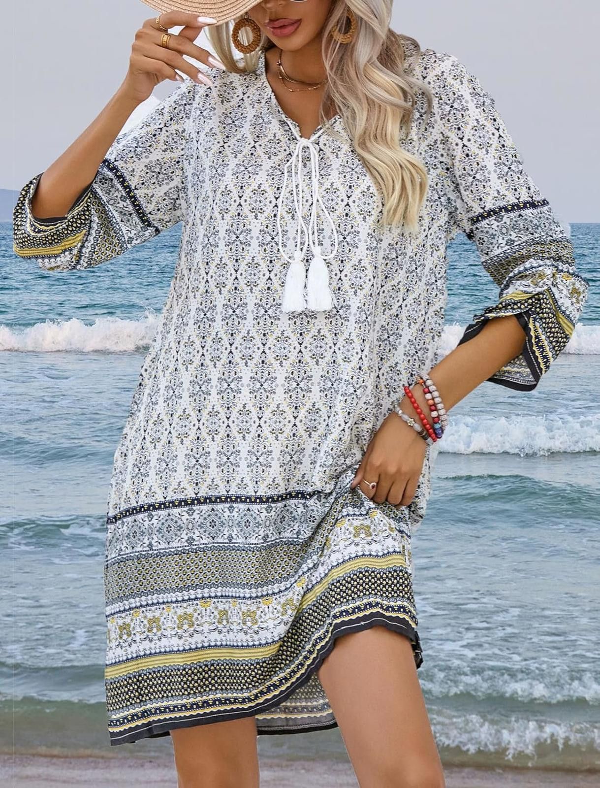 Other IT Bohemian Style Long Sleeve Dress with Tassel Tie Size XL / US 12-14 / IT 48-50 - 1 Thumbnail