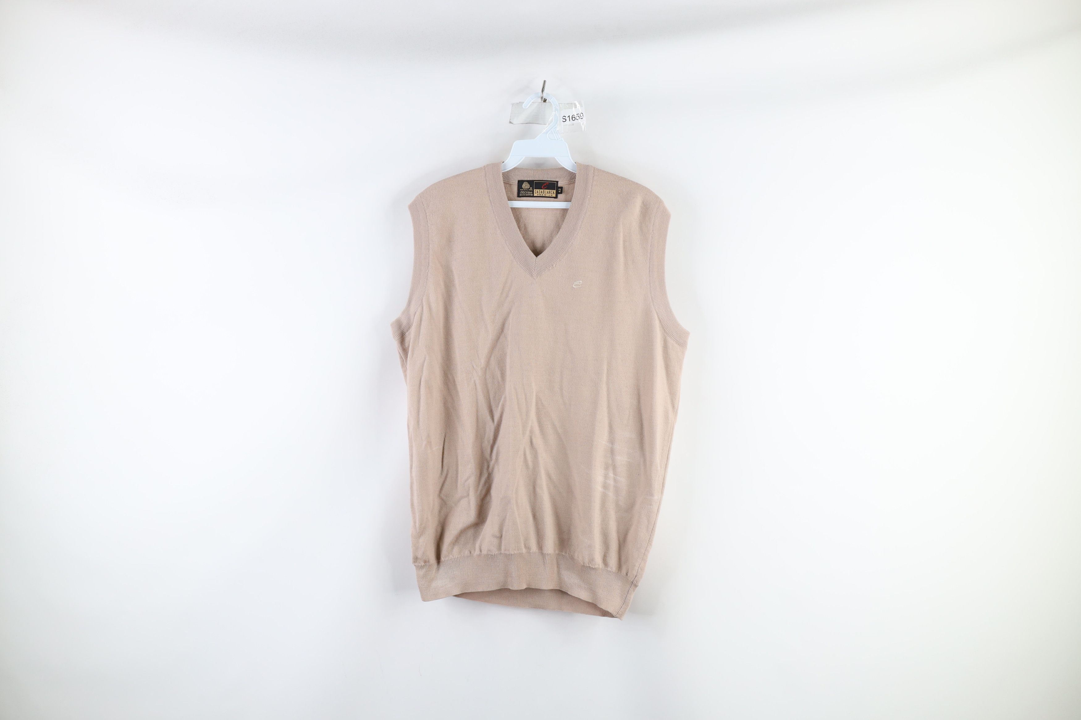 Vintage Vintage 90s Streetwear Merino Wool Knit Sweater Vest Beige Size US L / EU 52-54 / 3 - 1 Thumbnail