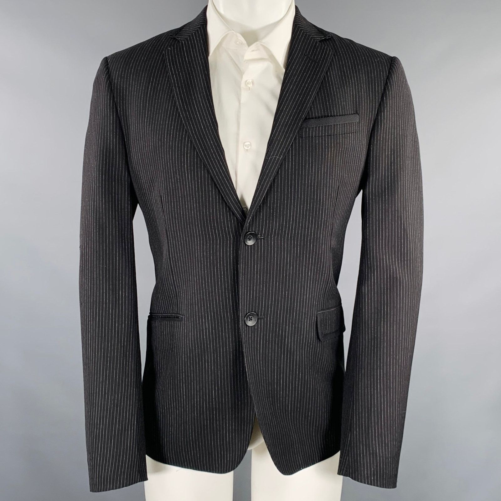 Rag & Bone Size 40 Black Grey Pinstripe Wool Single Breasted Sport Coat Size 40R - 1 Thumbnail