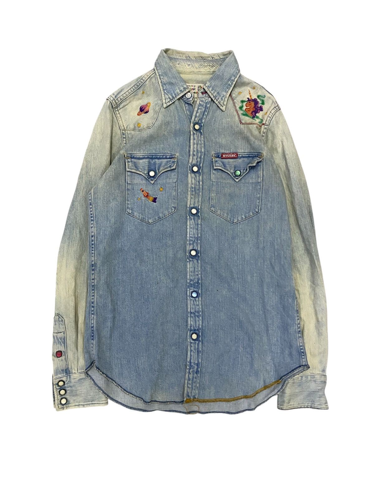 Hysteric Glamour 1990s Embroidered denim shirt Size US S / EU 44-46 / 1 - 1 Thumbnail