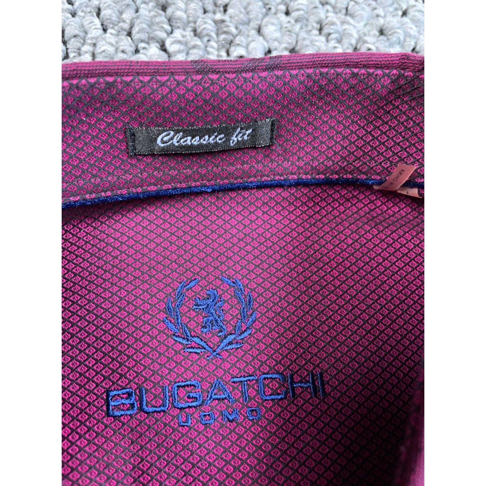 BUGATCHI Bugatchi Uomo Shirt Adult Large Purple Geometric Pattern Button-Up Long Sleeve Cotton, Classic Fit, Collared, Bohemian Preppy Mens Size US L / EU 52-54 / 3 - 3 Thumbnail