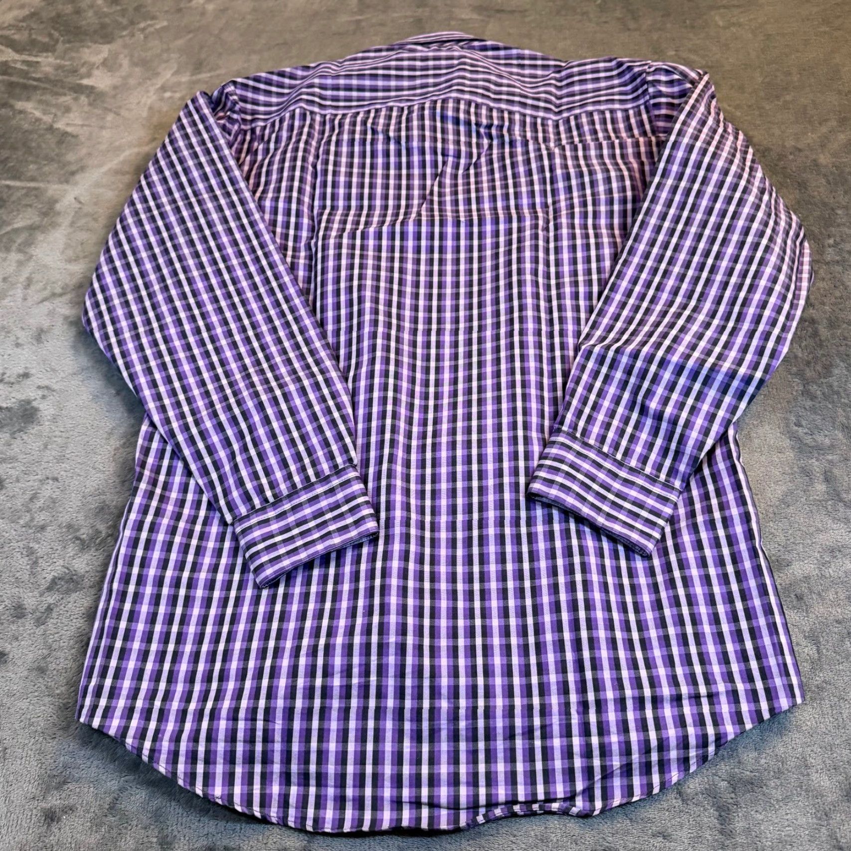 Alfani Alfani Dress Shirt Purple Black Gingham Check Mens Small Regular Fit Shirt Size 36R - 4 Thumbnail
