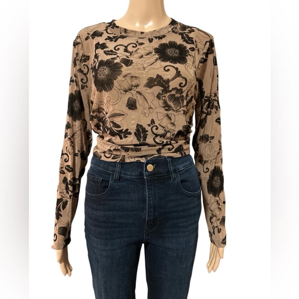 Designer Floral Print Long Sleeve Top Size XL / US 12-14 / IT 48-50 - 3 Thumbnail