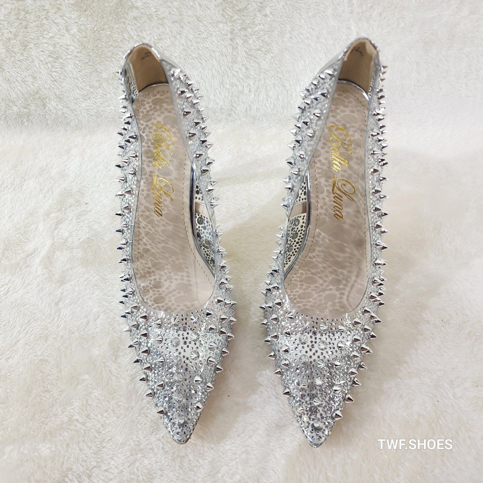Other Spicy Stiletto PVC Clear Pumps Silver Studs & Rhinestone Pum Size US 11 / IT 41 - 4 Thumbnail