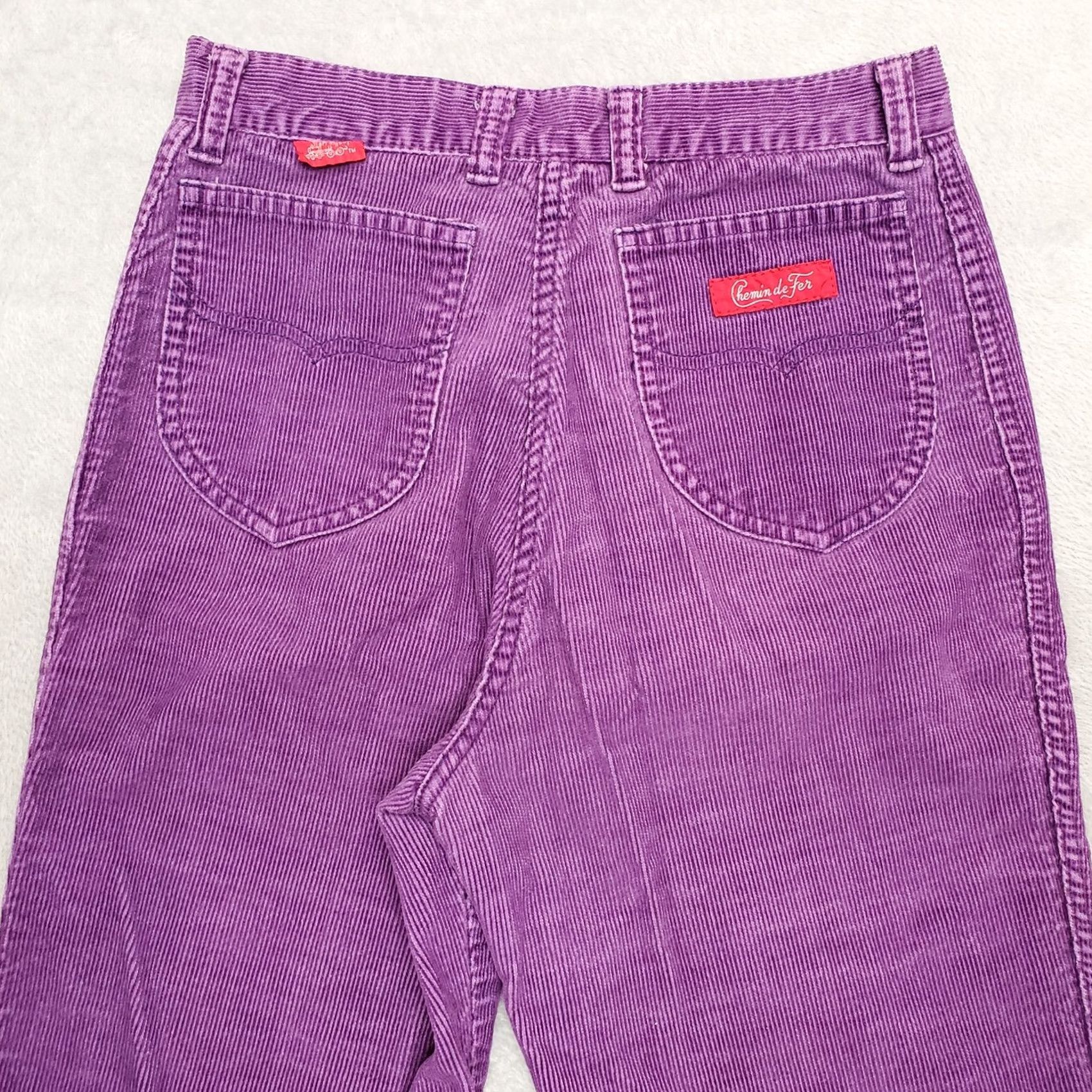 Etro VINTAGE Chemin De Fer Pants Womens 25x30 Purple Corduroy Casual 70s Retro Casual Pants Womens 25 Purple Corduroy 70s USA University Womens Size 42" / US 20 - 5 Thumbnail