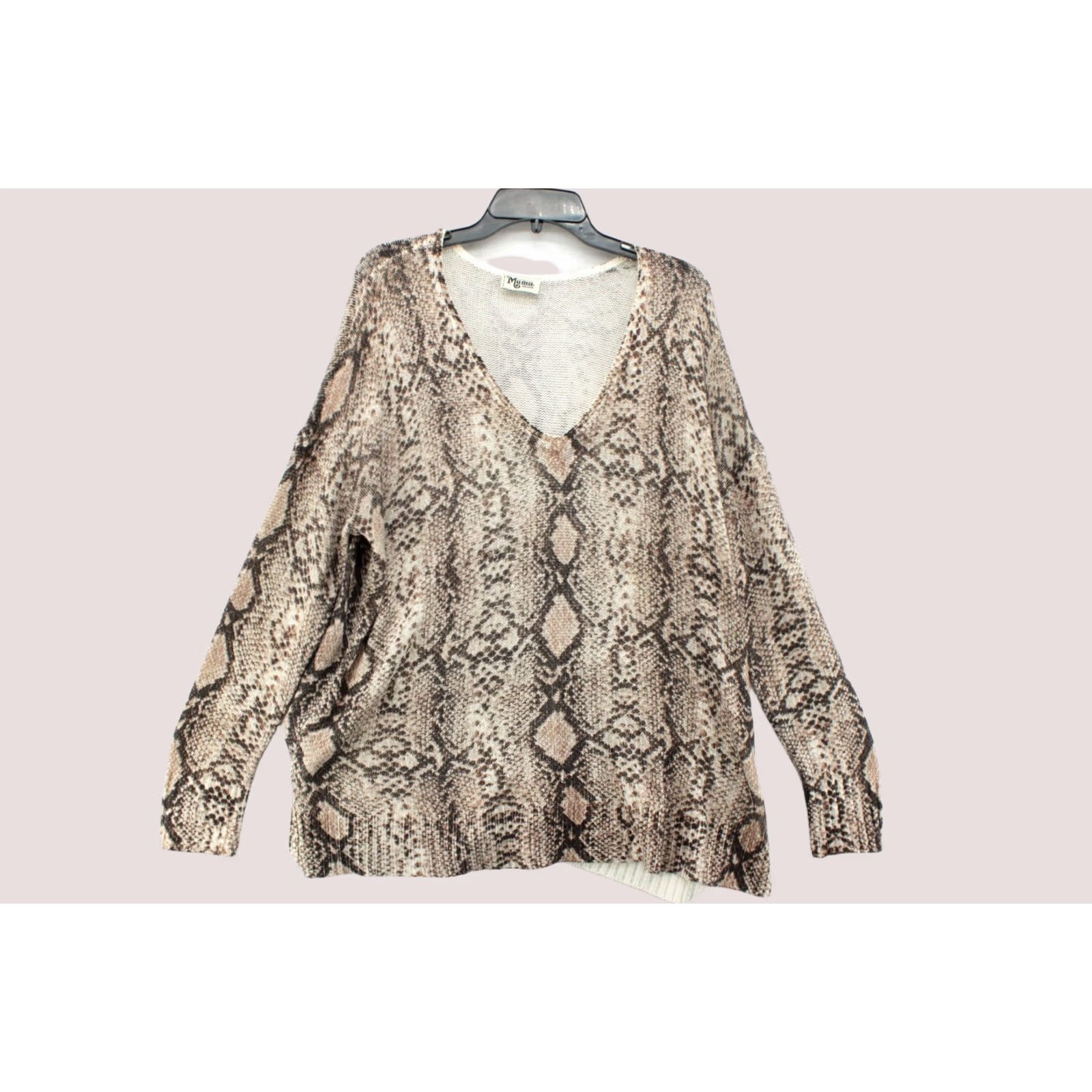 Show Me Your MuMu Show Me Your Mumu Sweater Womens M Hug Me Python Print Oversized Knit Snake Beige V-Neck Pullover/Sweater, All Seasons, Casual Womens, Regular Fit Size M / US 6-8 / IT 42-44 - 1 Thumbnail