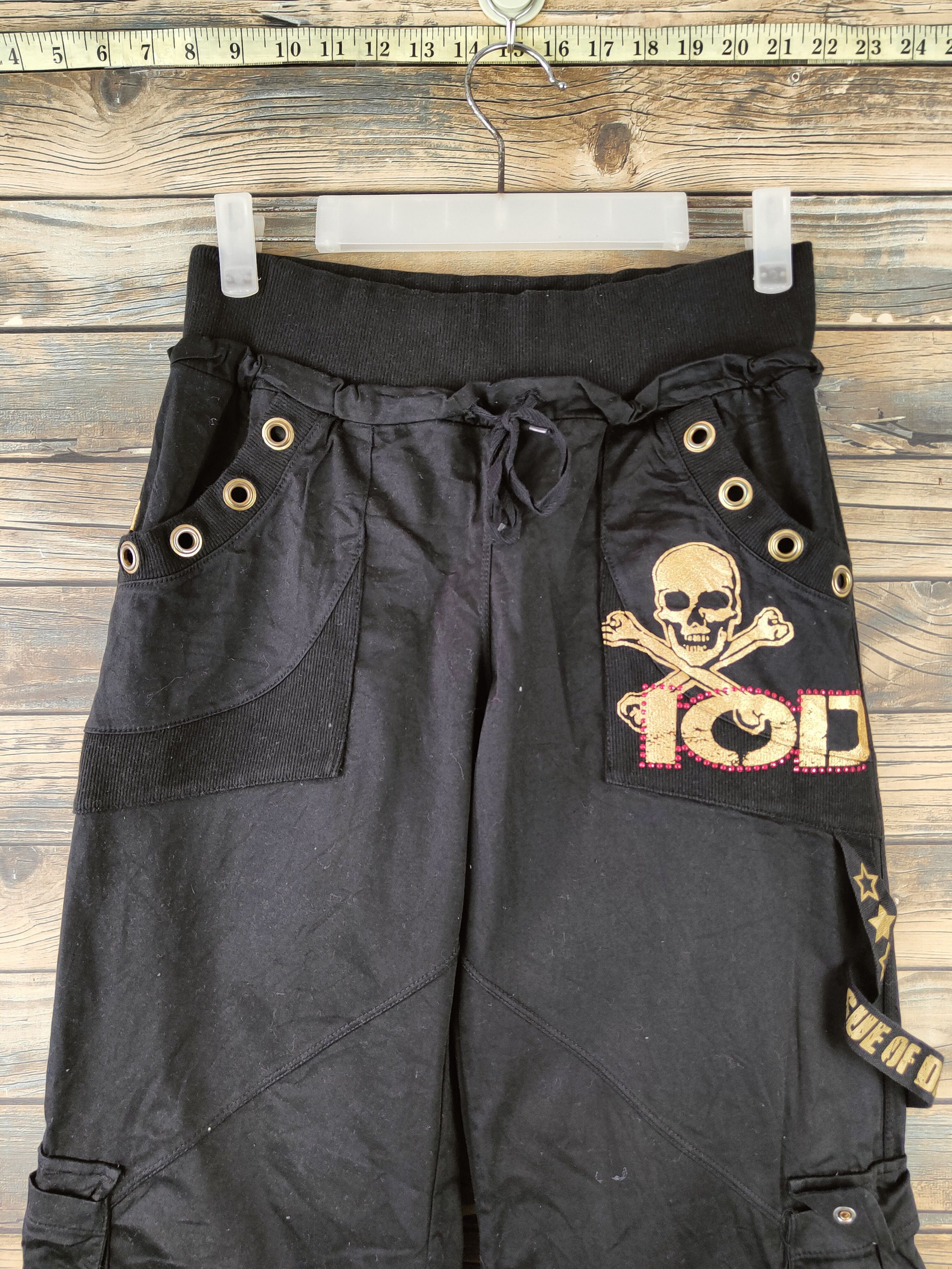 Japanese Brand PUNK 🔥Issue of Dance Black Multipocket Cargo Pants Size 26" / US 2 / IT 38 - 2 Thumbnail