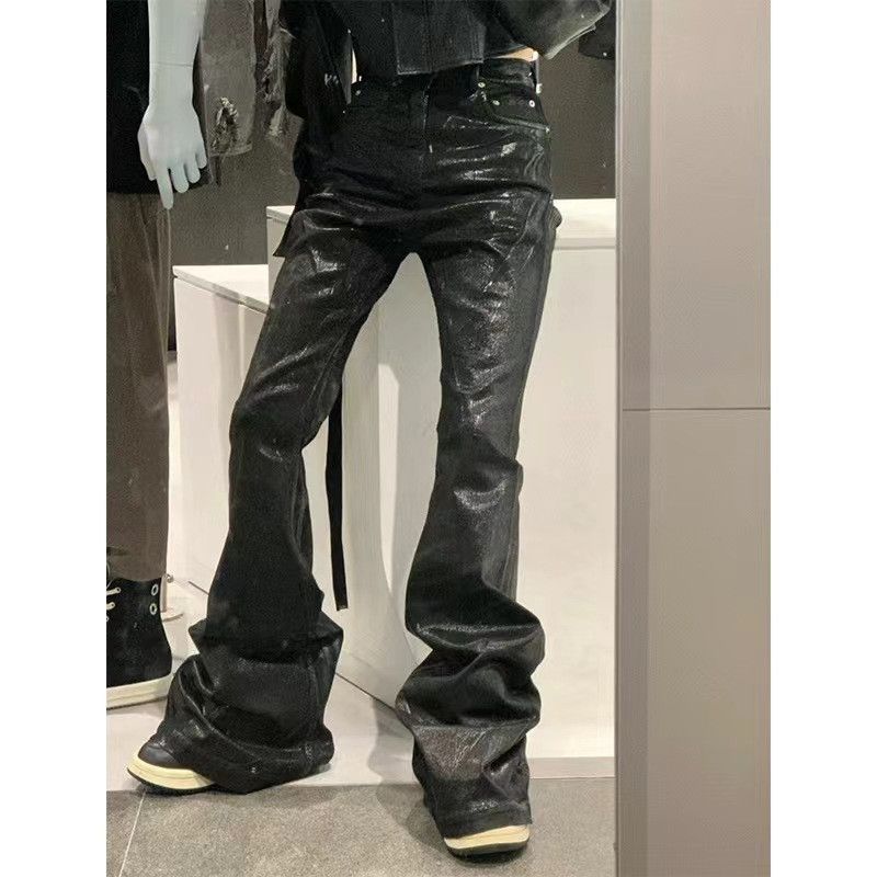 Japanese Brand × Vintage Black Punk Style Wide Leg Jeans Size US 34 / EU 50 - 1 Thumbnail
