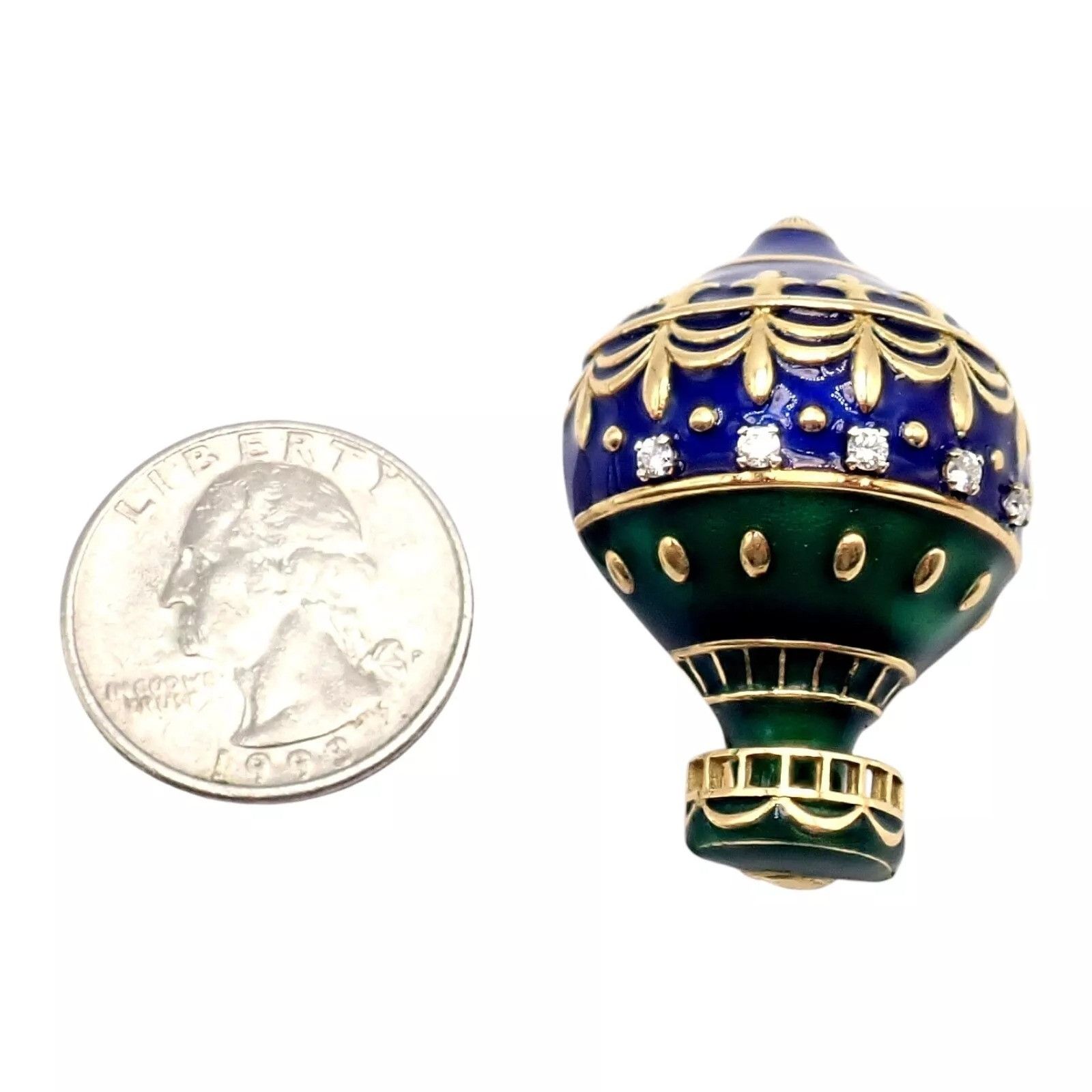 Dior Dior 18k Yellow Gold Diamond Enamel Jules Verne Pin Brooch Size ONE SIZE - 3 Thumbnail