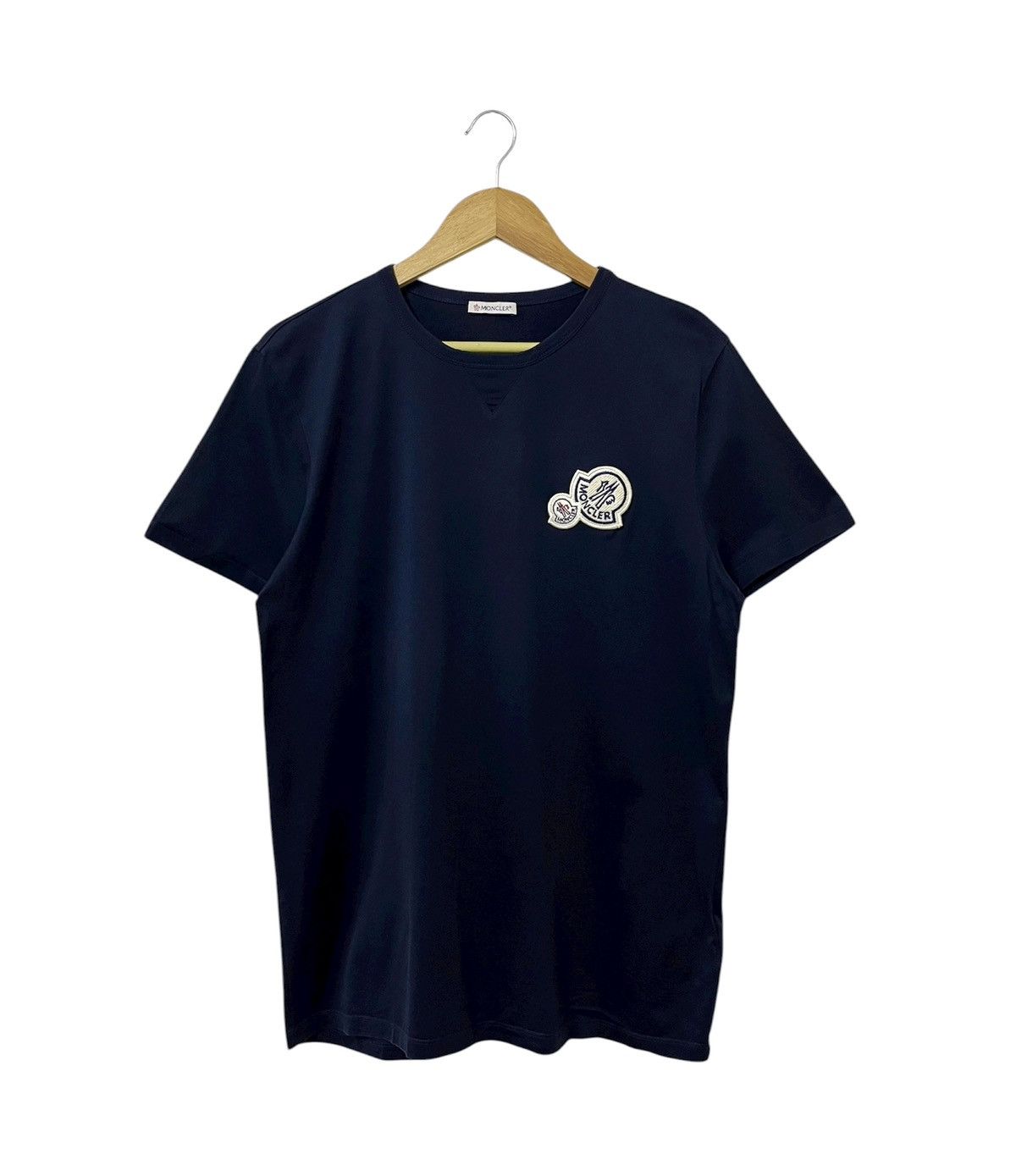 Moncler MONCLER MAGLIA DOUBLE LOGO GRAPHIC DARK BLUE TSHIRT Size XL / US 12-14 / IT 48-50 - 1 Thumbnail
