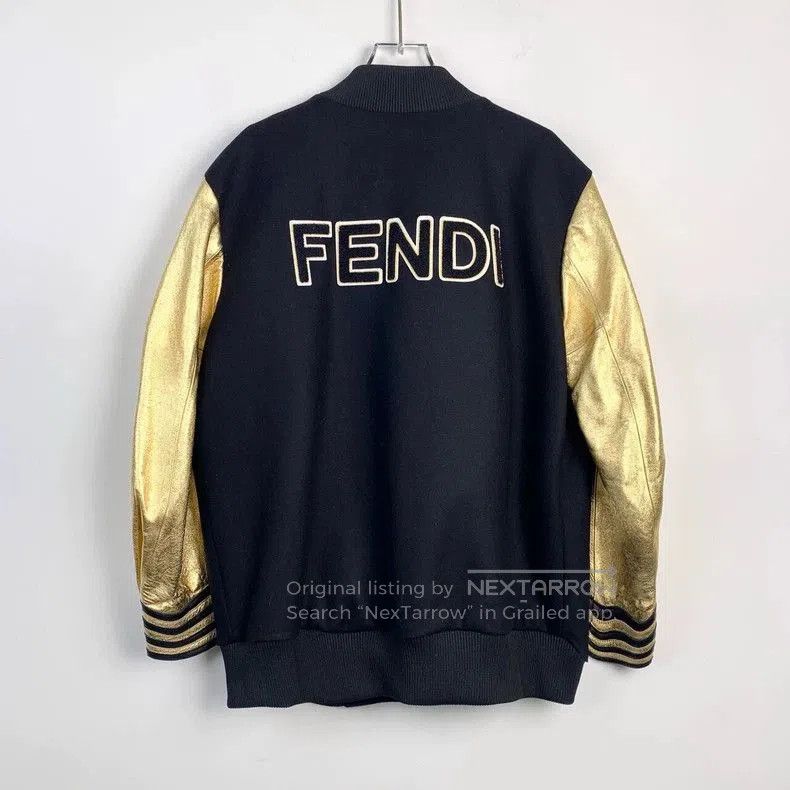 Fendi Fendi Monster Eyes Black Gold Varsity Jacket. Size US M / EU 48-50 / 2 - 2 Thumbnail