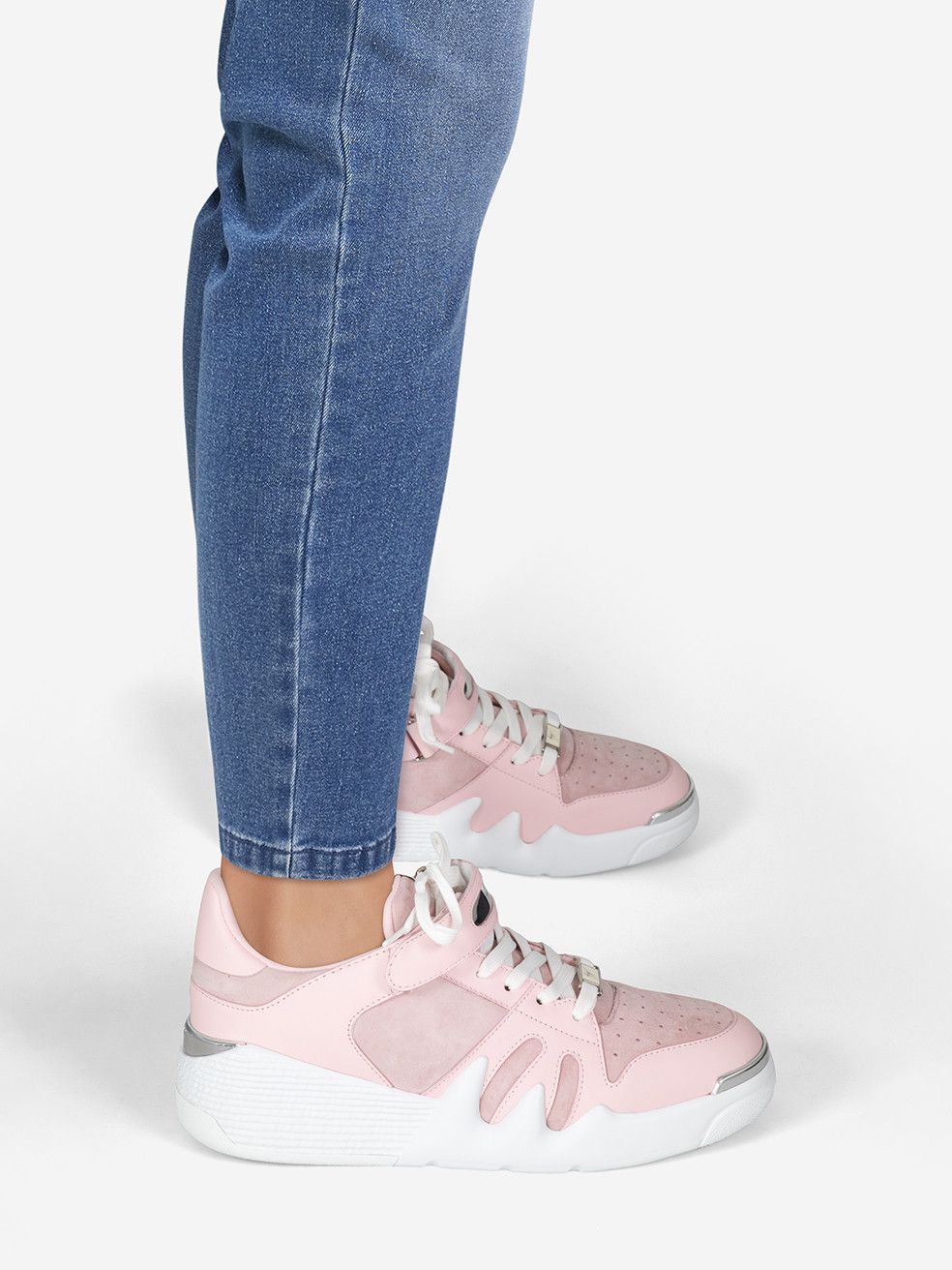 Giuseppe Zanotti Pink Leather & Suede Talon Trainers Size US 10 / IT 40 - 1 Thumbnail