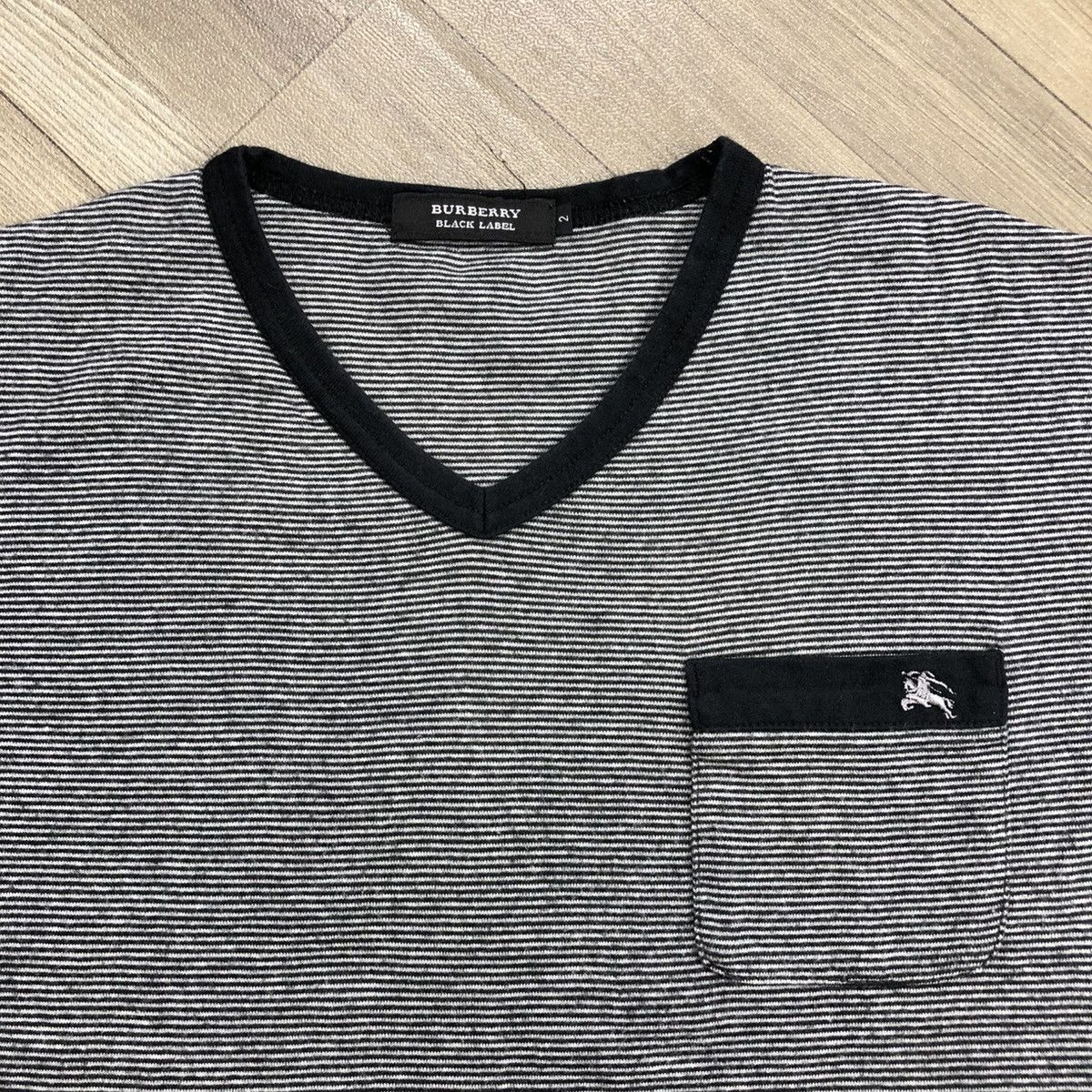 Burberry × Designer × Vintage Vintage Burberry London Black Label Striped Pocket Tee Size M / US 6-8 / IT 42-44 - 3 Thumbnail