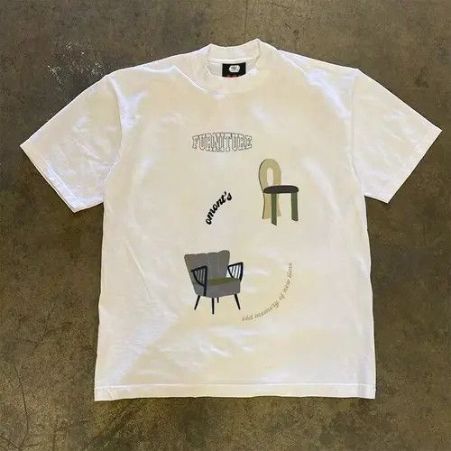 Japanese Brand Aikawa x Haya White street retro chair print cotton t-shirt Size US M / EU 48-50 / 2 - 3 Thumbnail