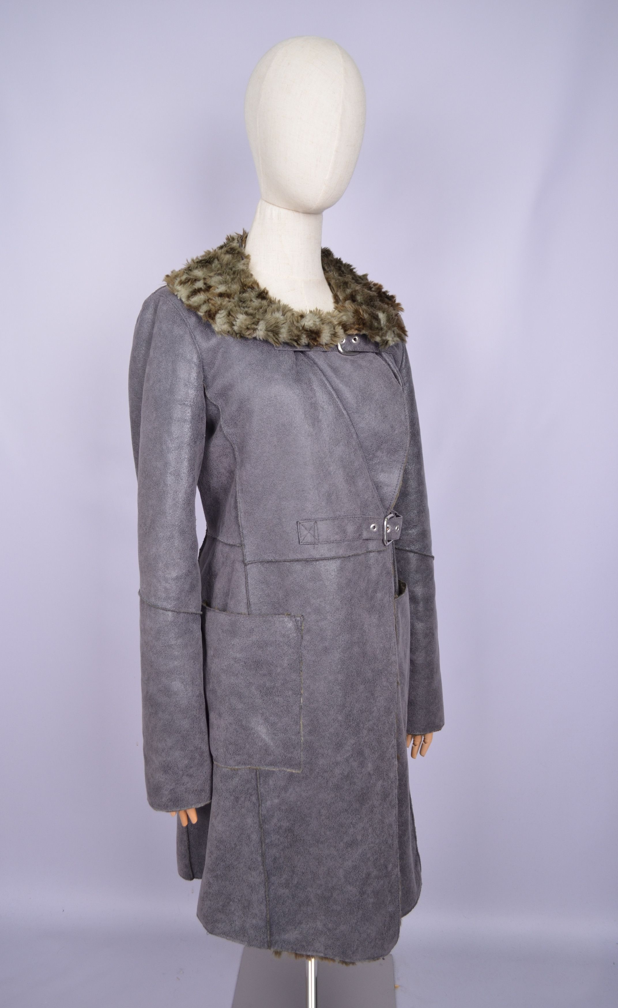 Armani × Designer Armani Jeans Faux Fur Grey Sheepskin Coat Jacket US8 Vintage Size M / US 6-8 / IT 42-44 - 13 Thumbnail