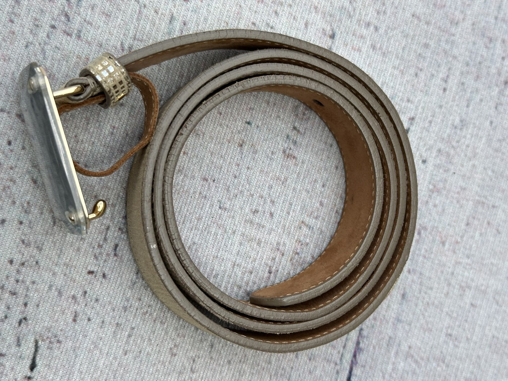 Fendi Belt Glass Buckle Shiny Reflective Champagne Gold