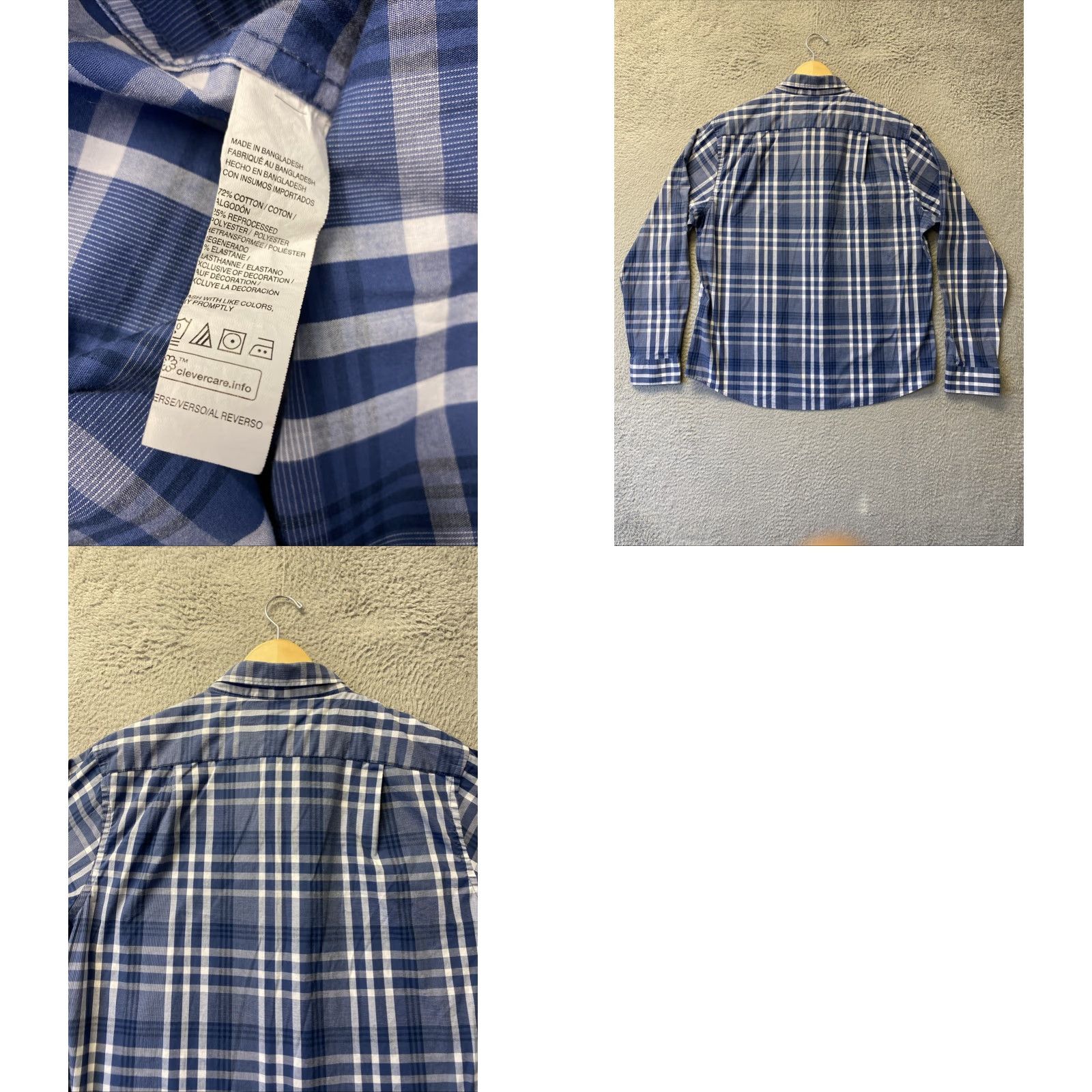 Izod IZOD Shirt Mens XL Blue Button-Down Long Sleeve Dress Classic Plaid /146-24 Mens XL Blue Button-Down Dress Shirt Classic Slim Fit Blue Mens XL Size 46R - 8 Thumbnail