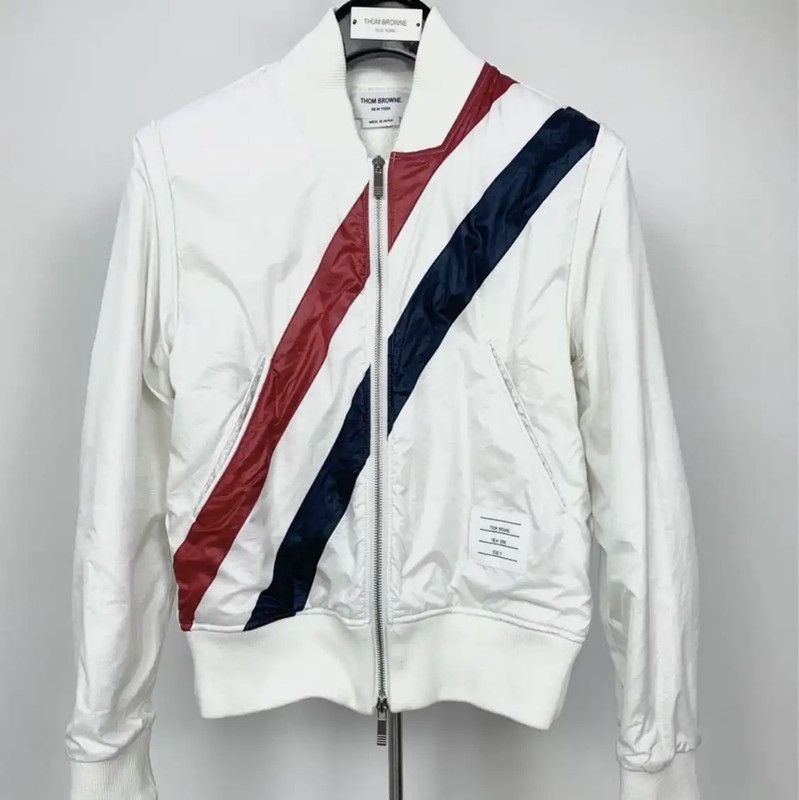 Thom Browne Thom Browne White Cotton Bomber Jacket 0089 Size US S / EU 44-46 / 1 - 1 Thumbnail