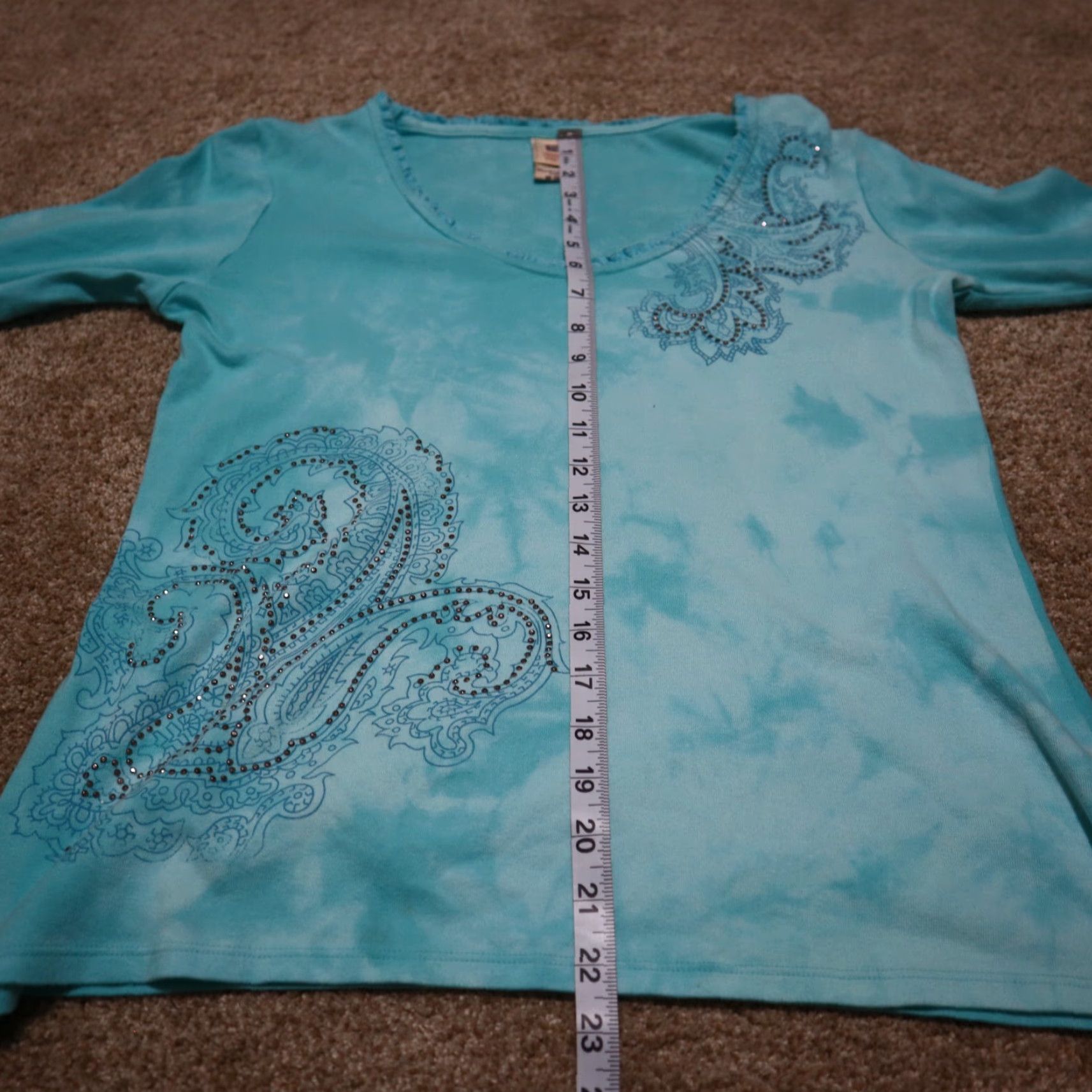 Faded Glory Fadded Glory T-shirt Light Blue V-Neck Bling Sparkle Women's Size M Medium Size M / US 6-8 / IT 42-44 - 6 Thumbnail