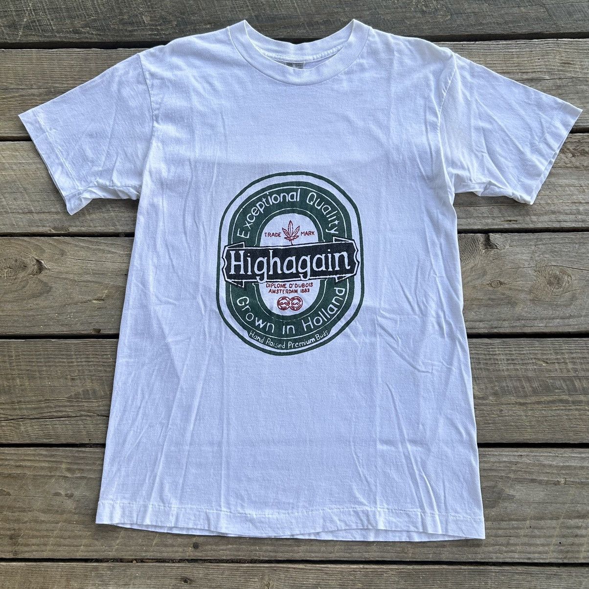 Vintage Vintage 90s Highagain Funny Weed Heineken Beer Parody Shirt Size US M / EU 48-50 / 2 - 1 Thumbnail