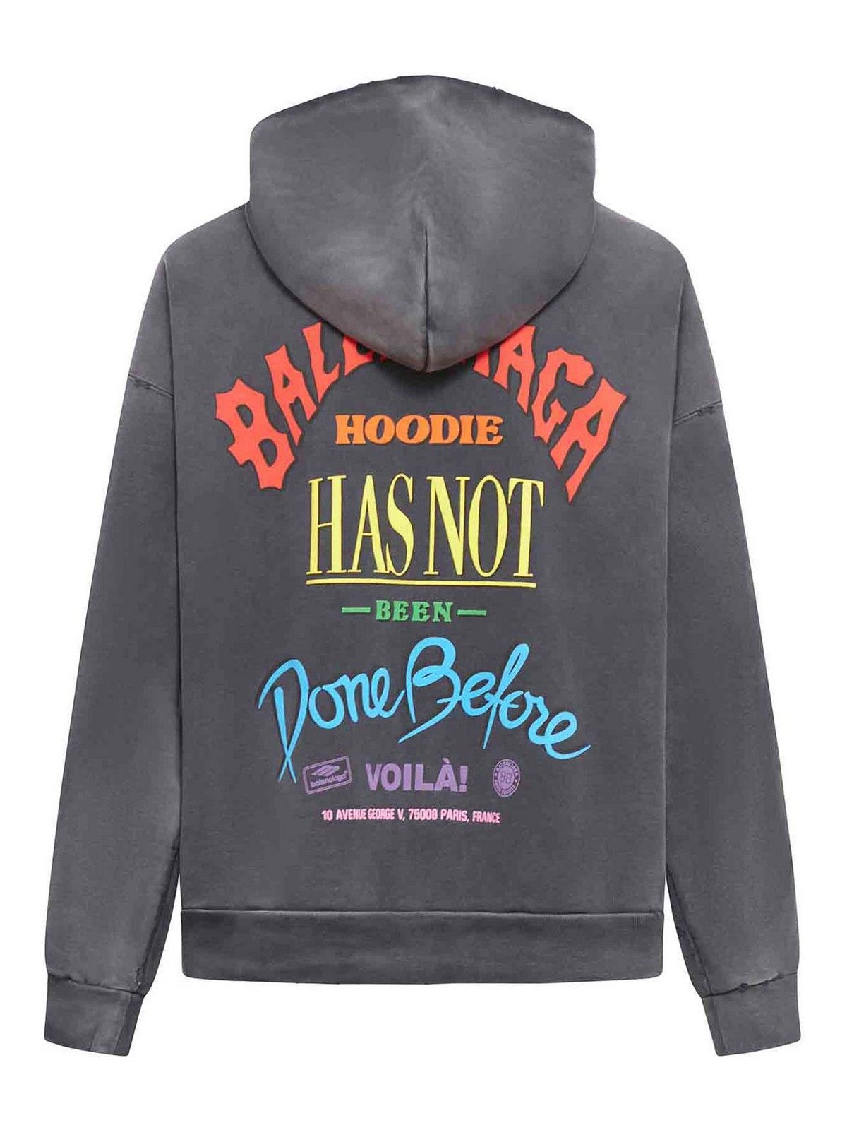 Balenciaga o1srvl11e0526 555 / Medium Fit Zip-Up Hoodie in Washed Black Size US S / EU 44-46 / 1 - 2 Thumbnail