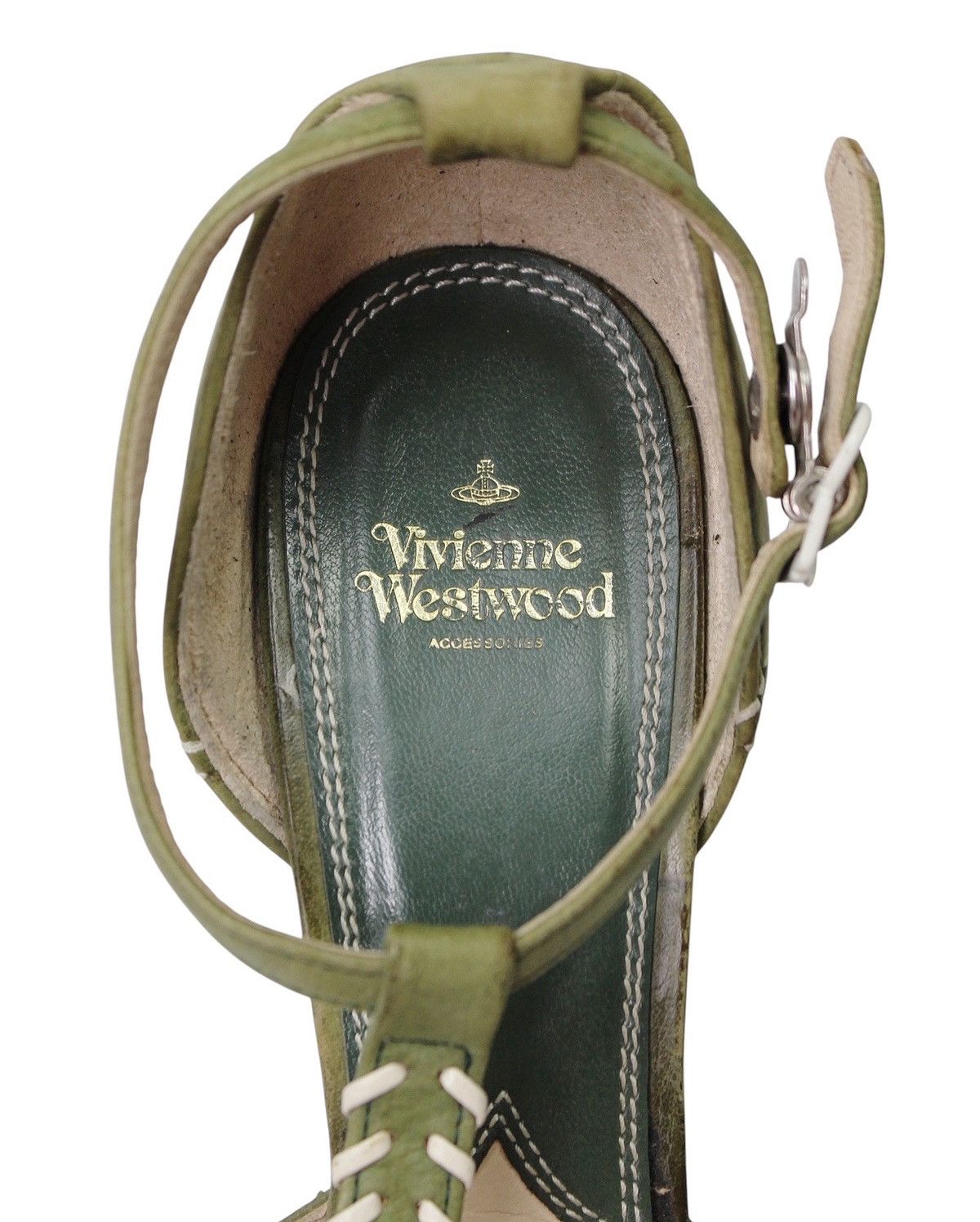 Vivienne Westwood 2000S VIVIENNE WESTWOOD ACQUIS SOLES GREEN STITCH HEELS Size US 6 / IT 36 - 11 Thumbnail