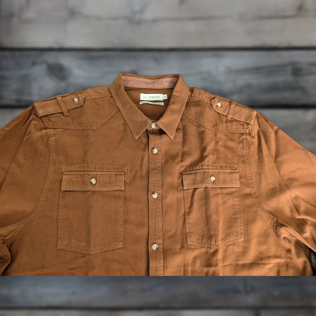 Vintage VINTAGE Bushman Shirt Mens XL Brown A.L. Weekend Cotton Military Button Up Lapels Size US XL / EU 56 / 4 - 1 Thumbnail