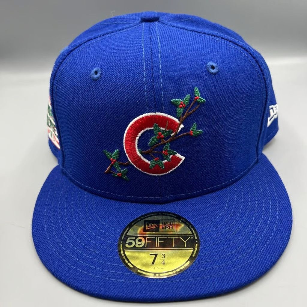 New Era Chicago Cubs Hat Men 7 3/4 Holly 59Fifty New Era Fitted Cap Size ONE SIZE - 2 Thumbnail